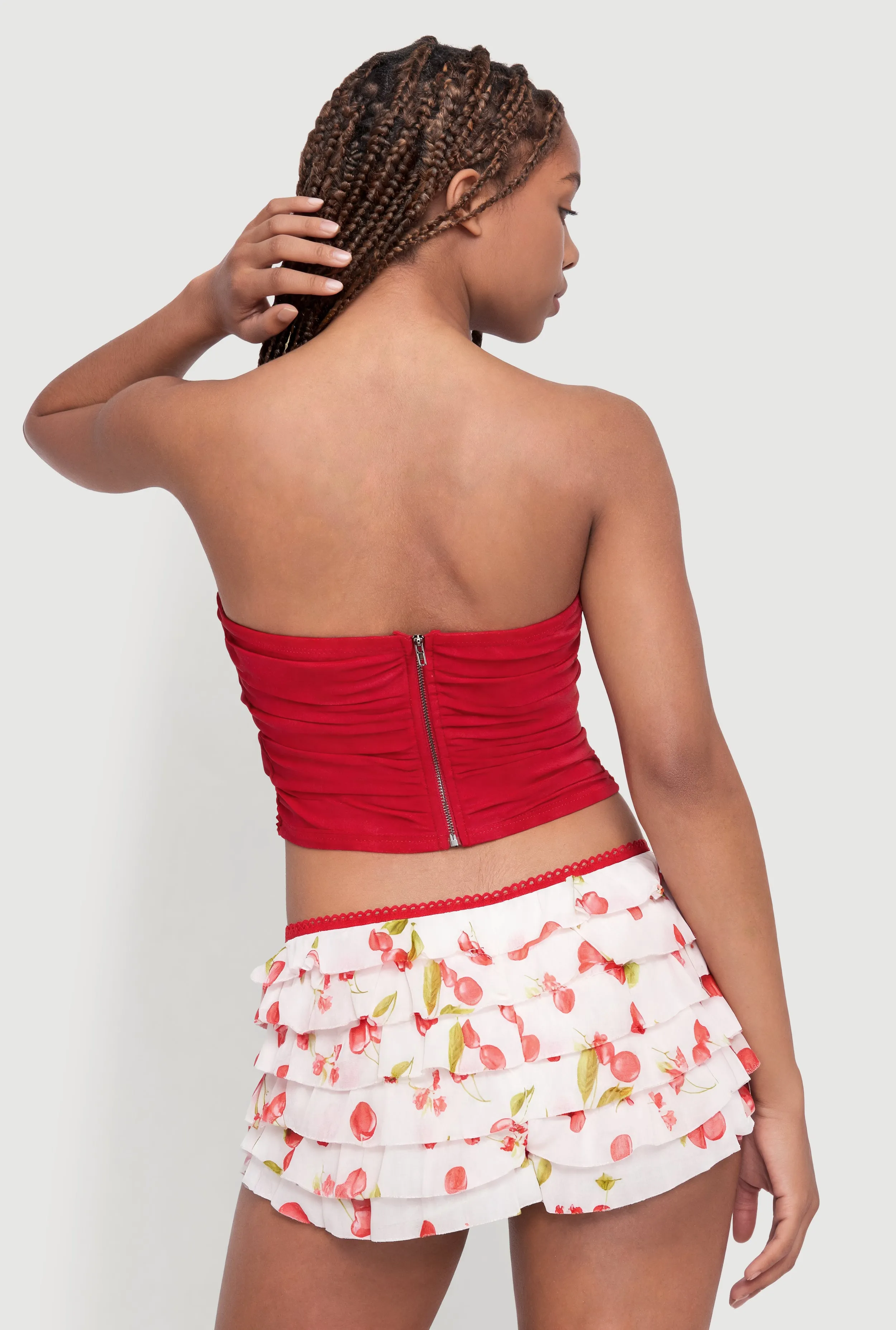 Side Ruched Mesh Corset Crop Top sold by Rainbow product image thumbnail 5