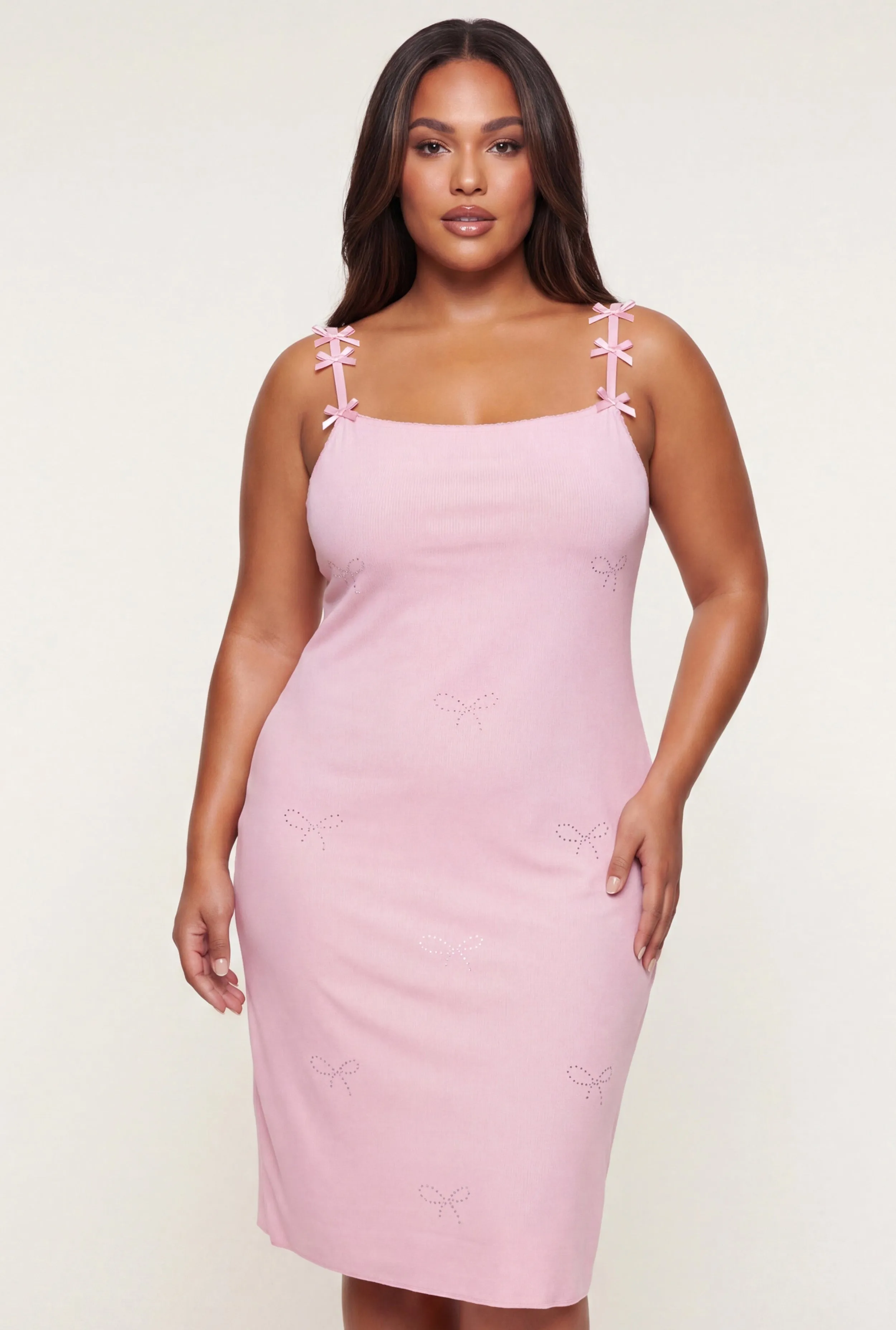 Plus Size Rhinestone Bow Cami Nightgown sold by Rainbow product image thumbnail 3