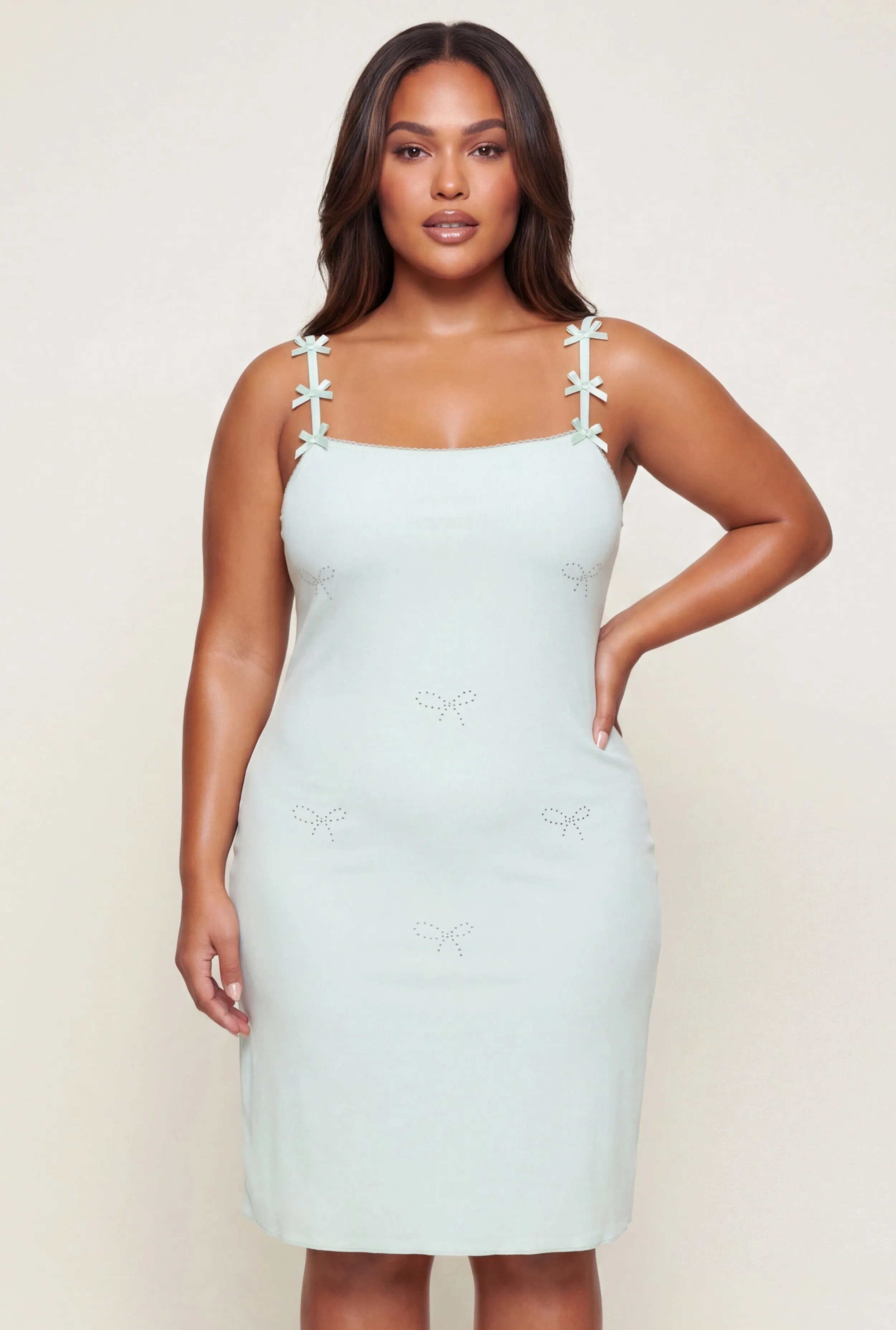 Plus Size Rhinestone Bow Cami Nightgown sold by Rainbow product image thumbnail 5