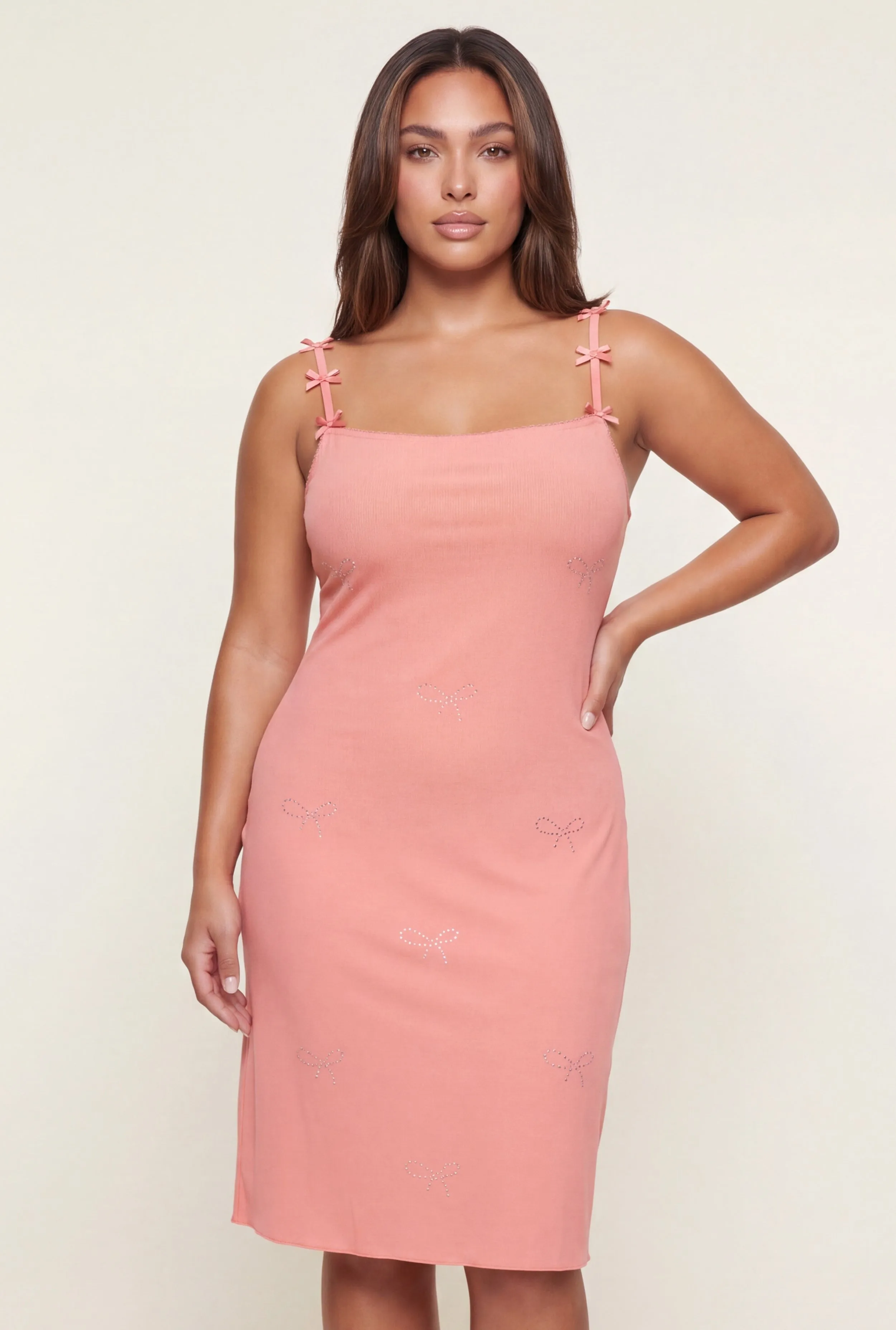 Plus Size Rhinestone Bow Cami Nightgown sold by Rainbow product image thumbnail 4