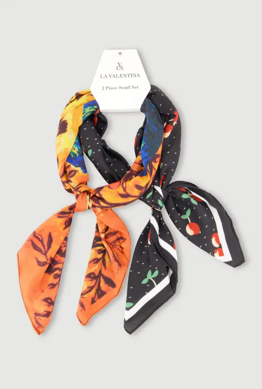 Cherry and Art Print 2 Piece Scarf Set made by Rainbow