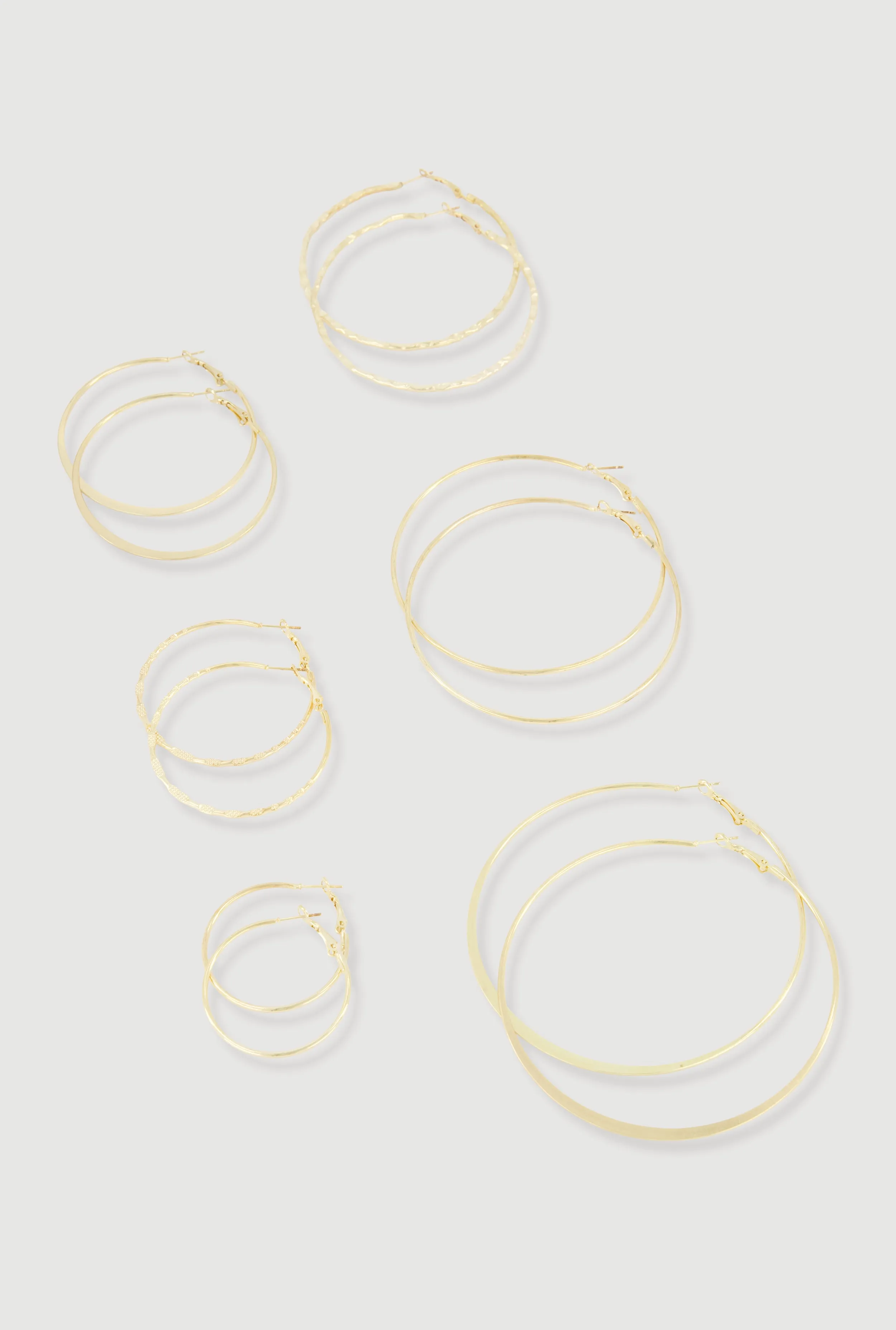Assorted Metallic Hoop Earrings Set of 6 sold by Rainbow product image thumbnail 2