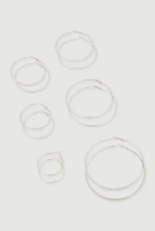 Assorted Metallic Hoop Earrings Set of 6 made by Rainbow
