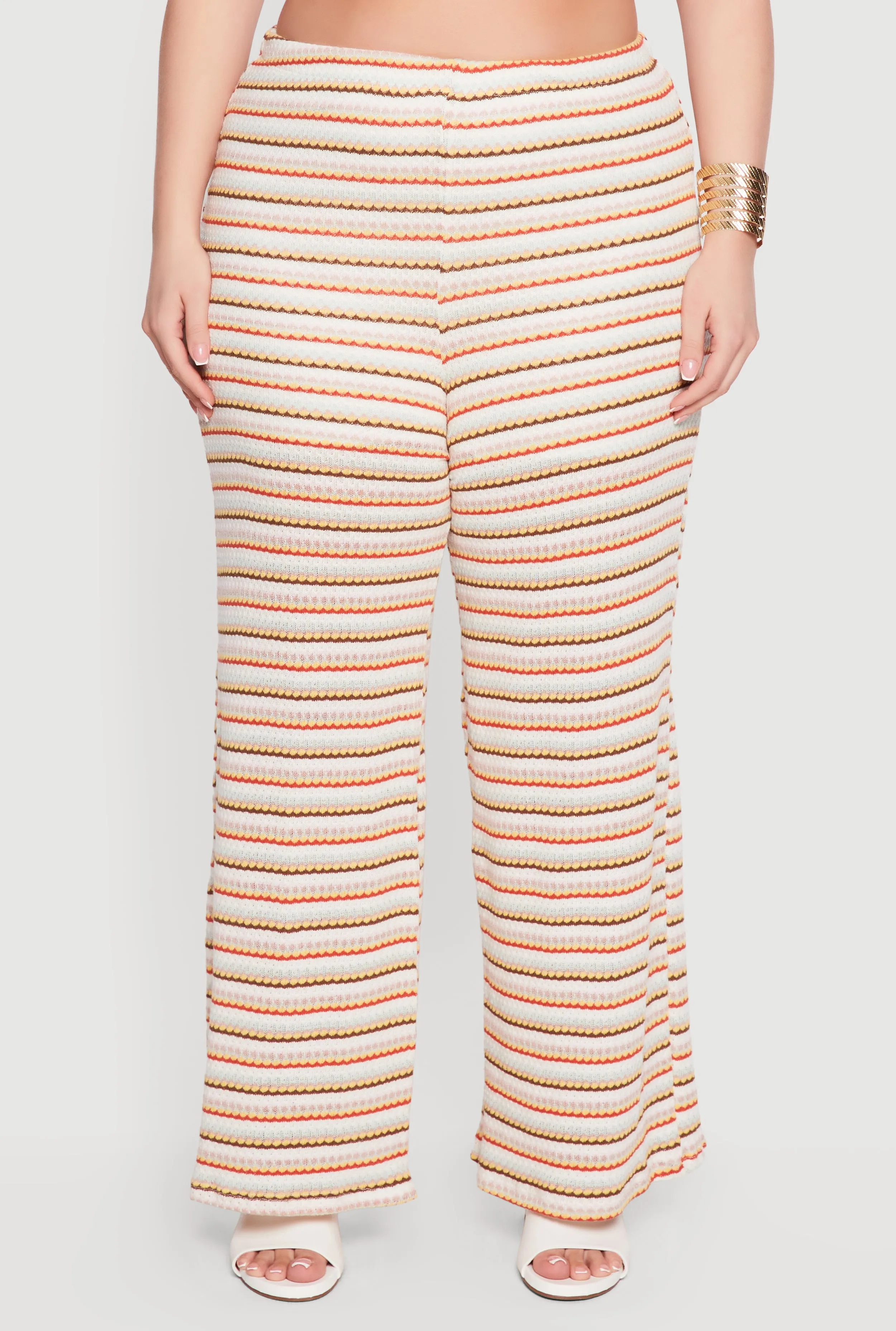 Plus Size Striped Wide Leg Pull On Pants sold by Rainbow product image thumbnail 3