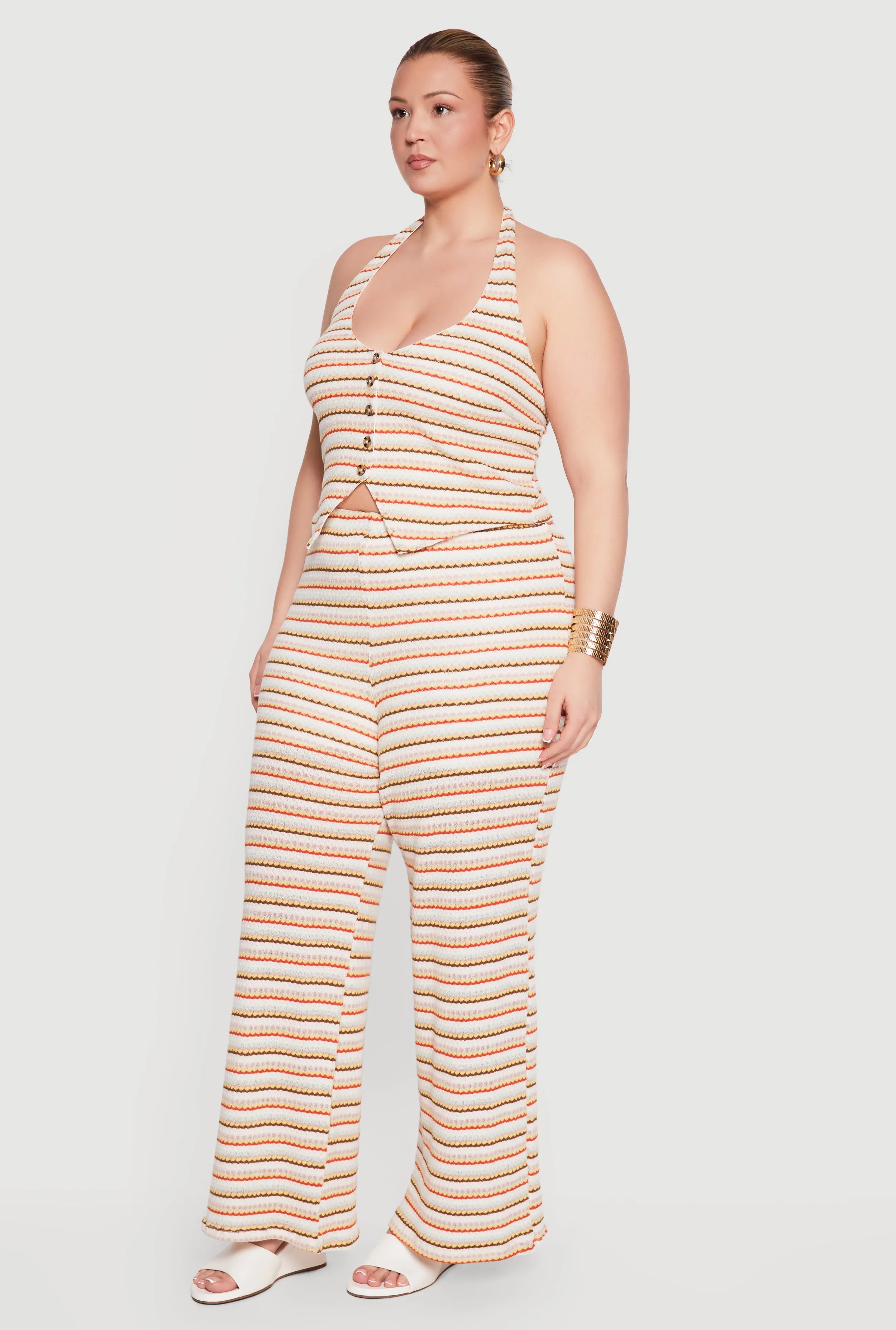 Plus Size Striped Wide Leg Pull On Pants sold by Rainbow product image thumbnail 2