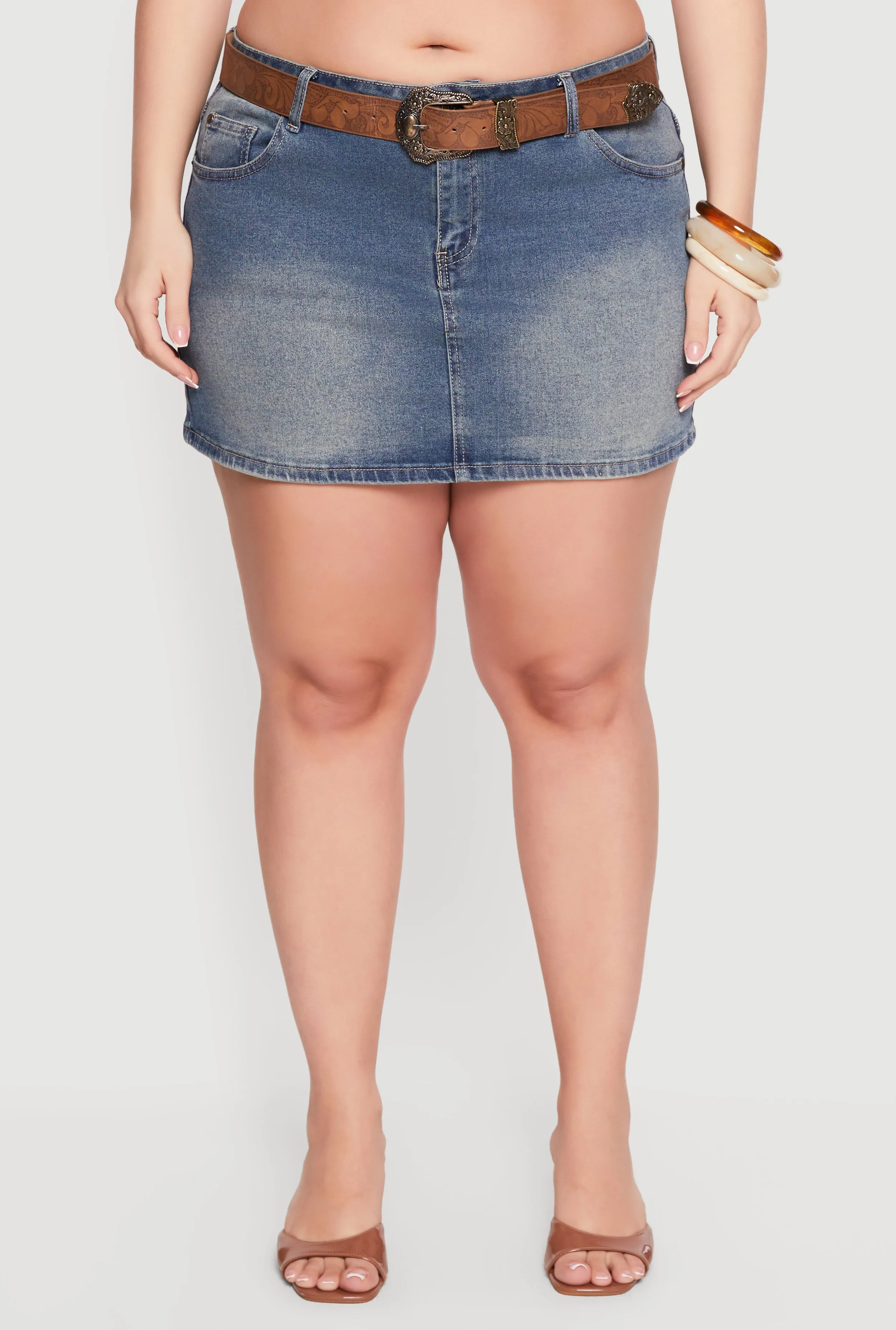 Plus Size Almost Famous Belted Denim Mini Skirt sold by Rainbow product image thumbnail 3