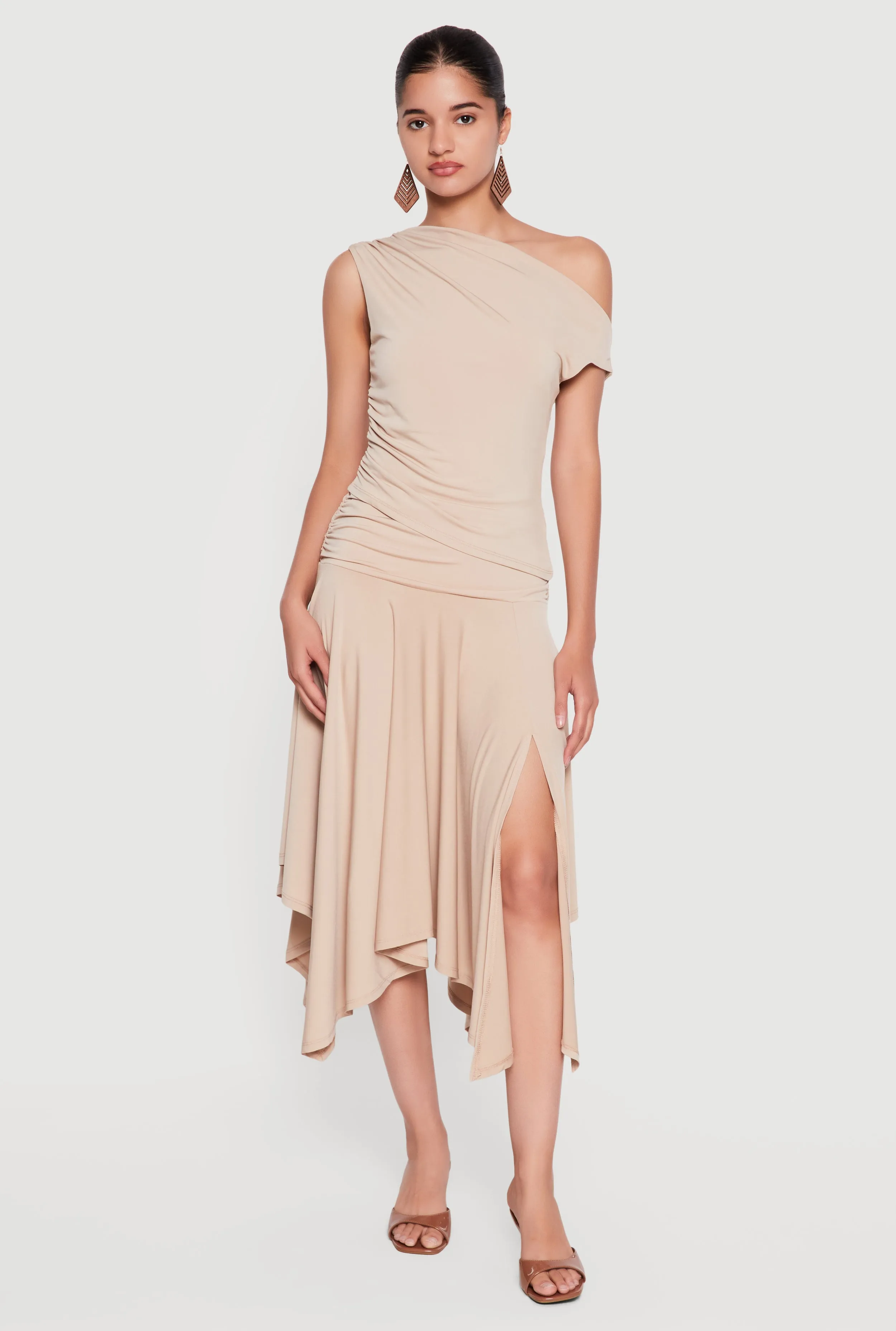 Ruched Handkerchief Hem Skirt sold by Rainbow