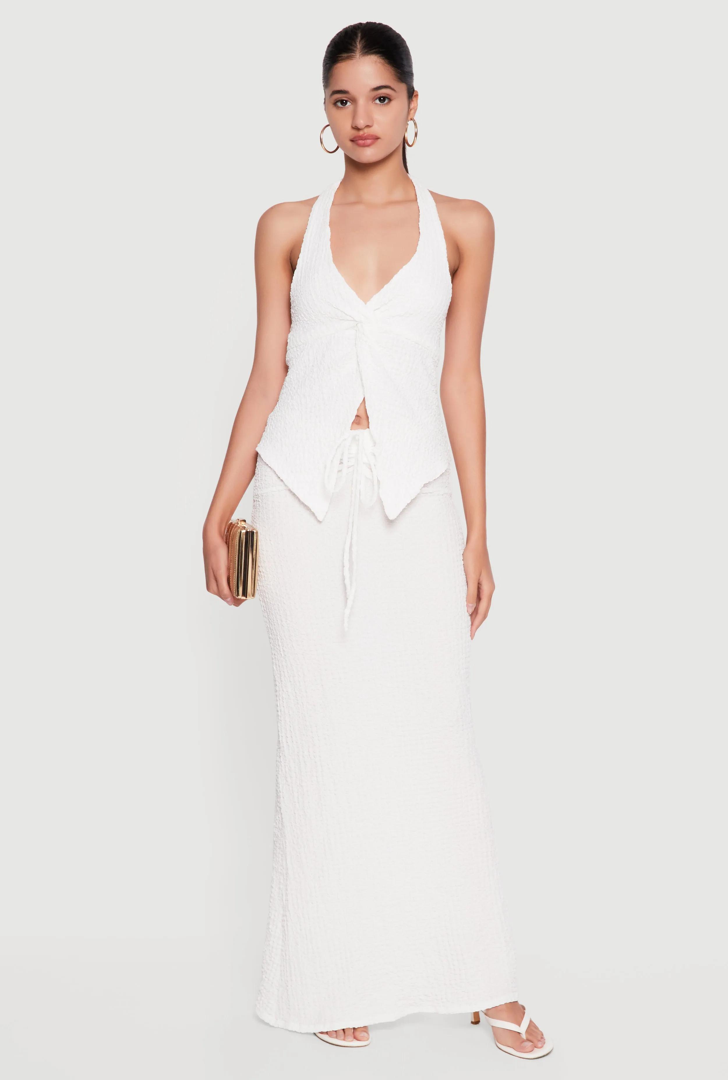 Crepe Knit Drawstring Ruched Front Mermaid Skirt sold by Rainbow product image thumbnail 2