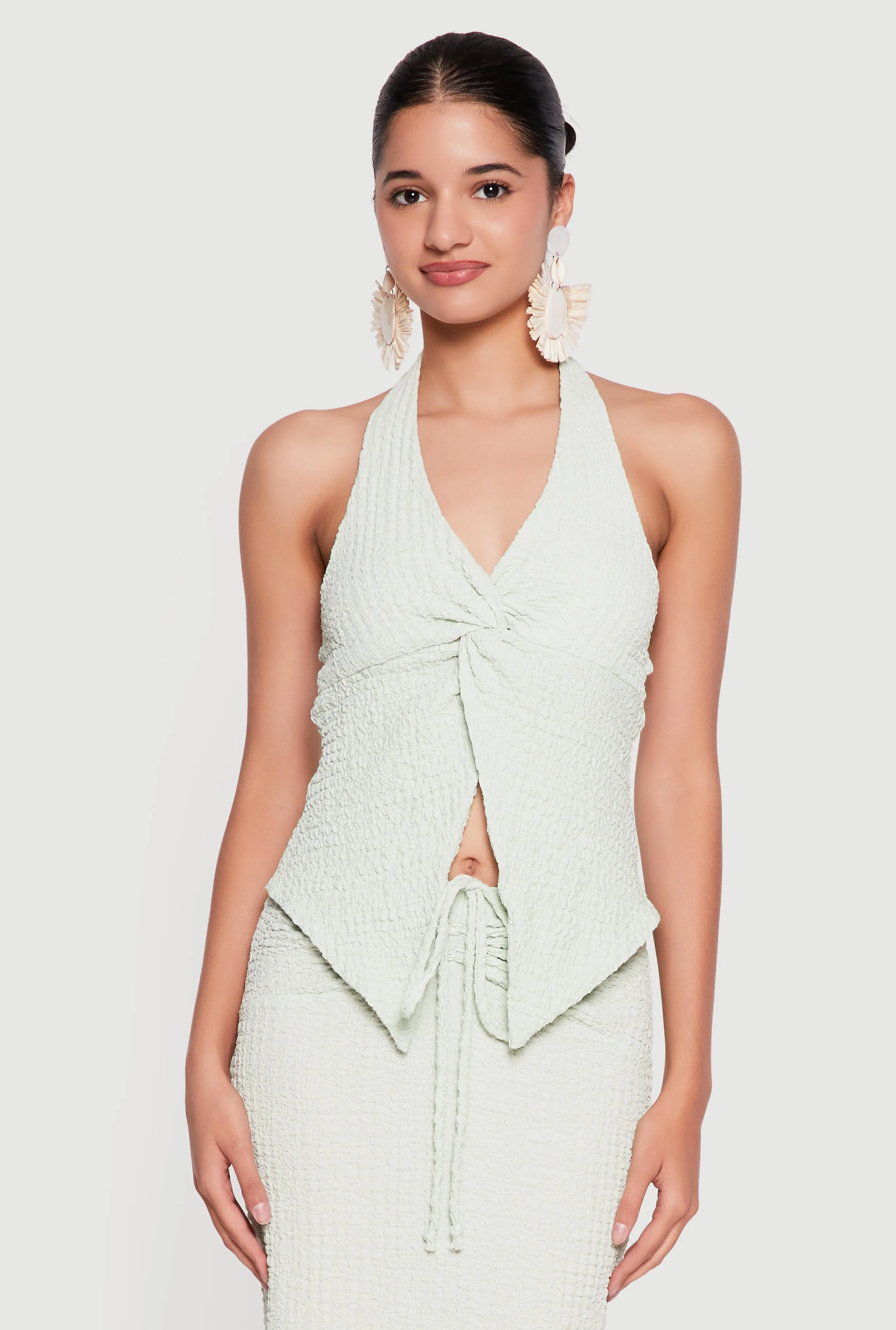 Textured Knit Twist Front Halter Top sold by Rainbow product image thumbnail 3