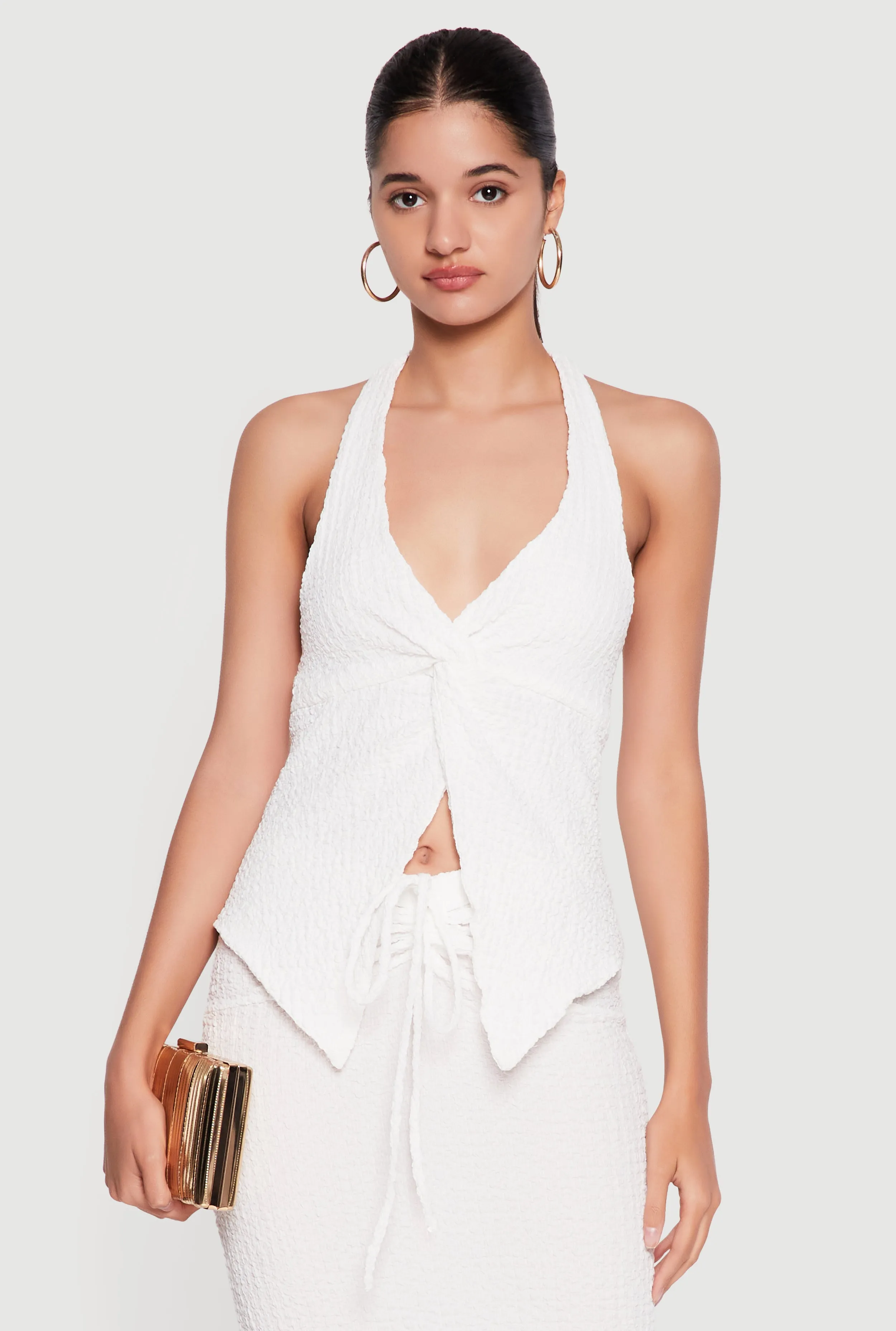 Textured Knit Twist Front Halter Top sold by Rainbow product image thumbnail 2