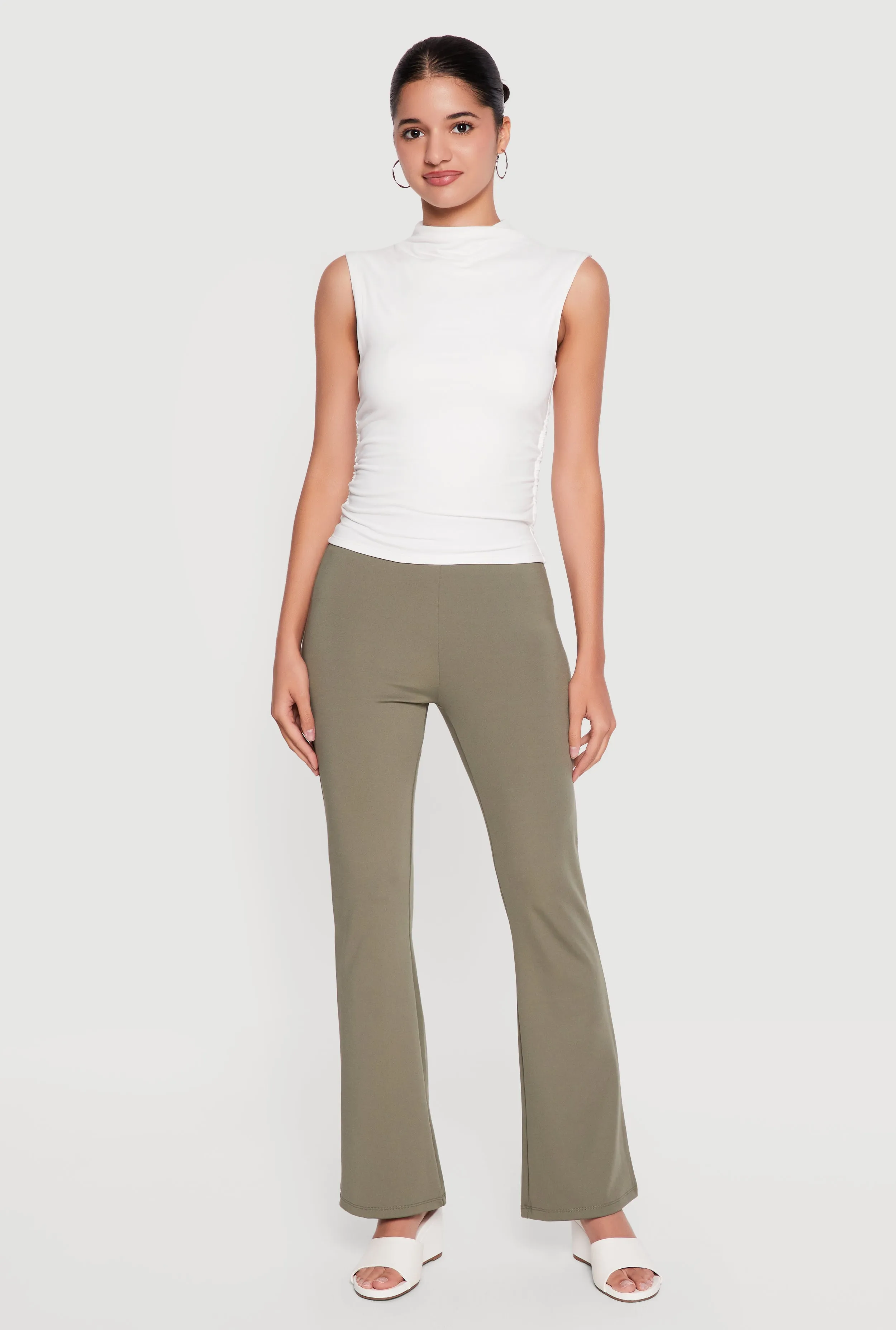 Sleeveless Soft Knit Mock Neck Blouse with Side Ruched Detail sold by Rainbow product image thumbnail 3