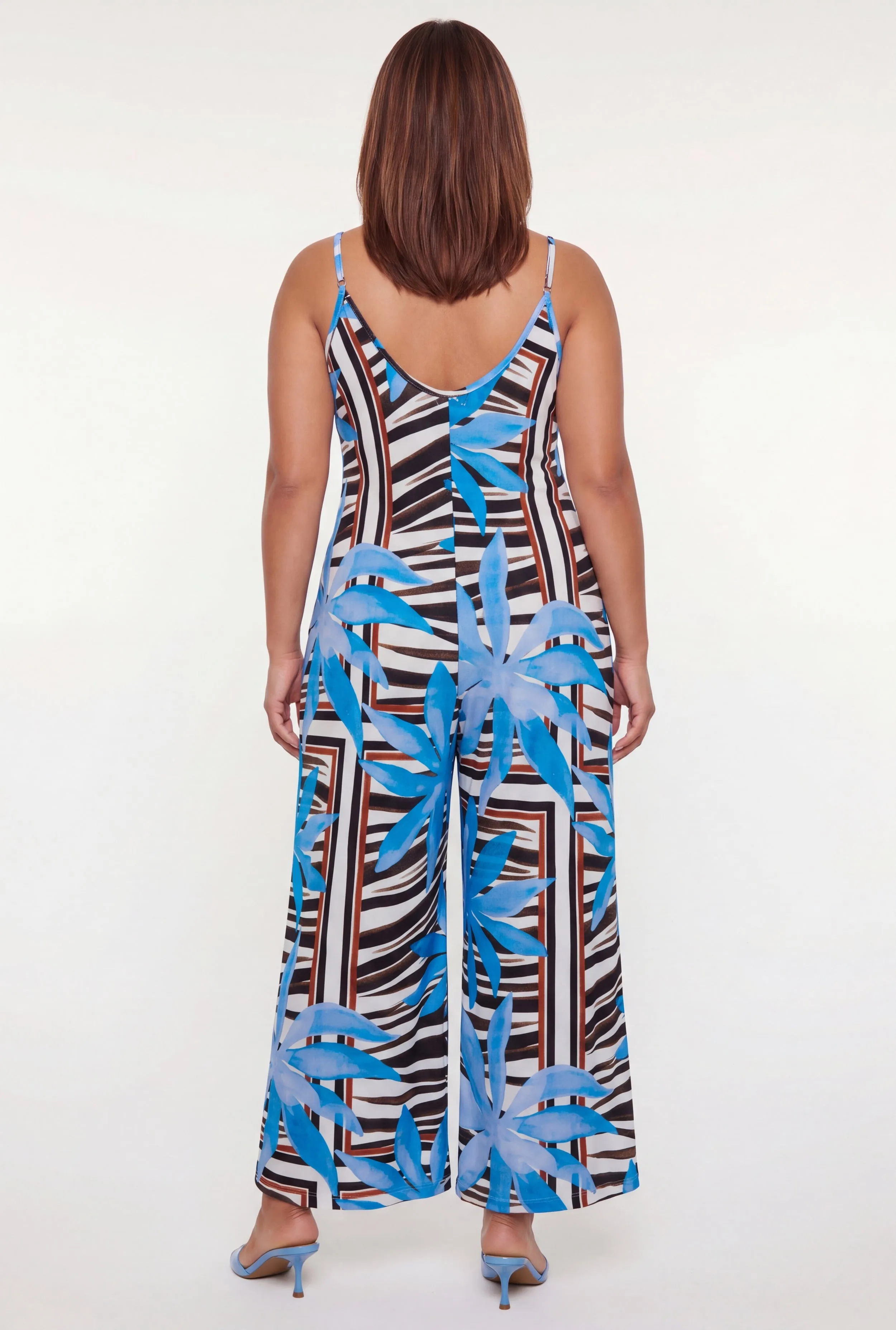 Plus Size Floral Print Sleeveless V Neck Wide Leg Jumpsuit sold by Rainbow product image thumbnail 3