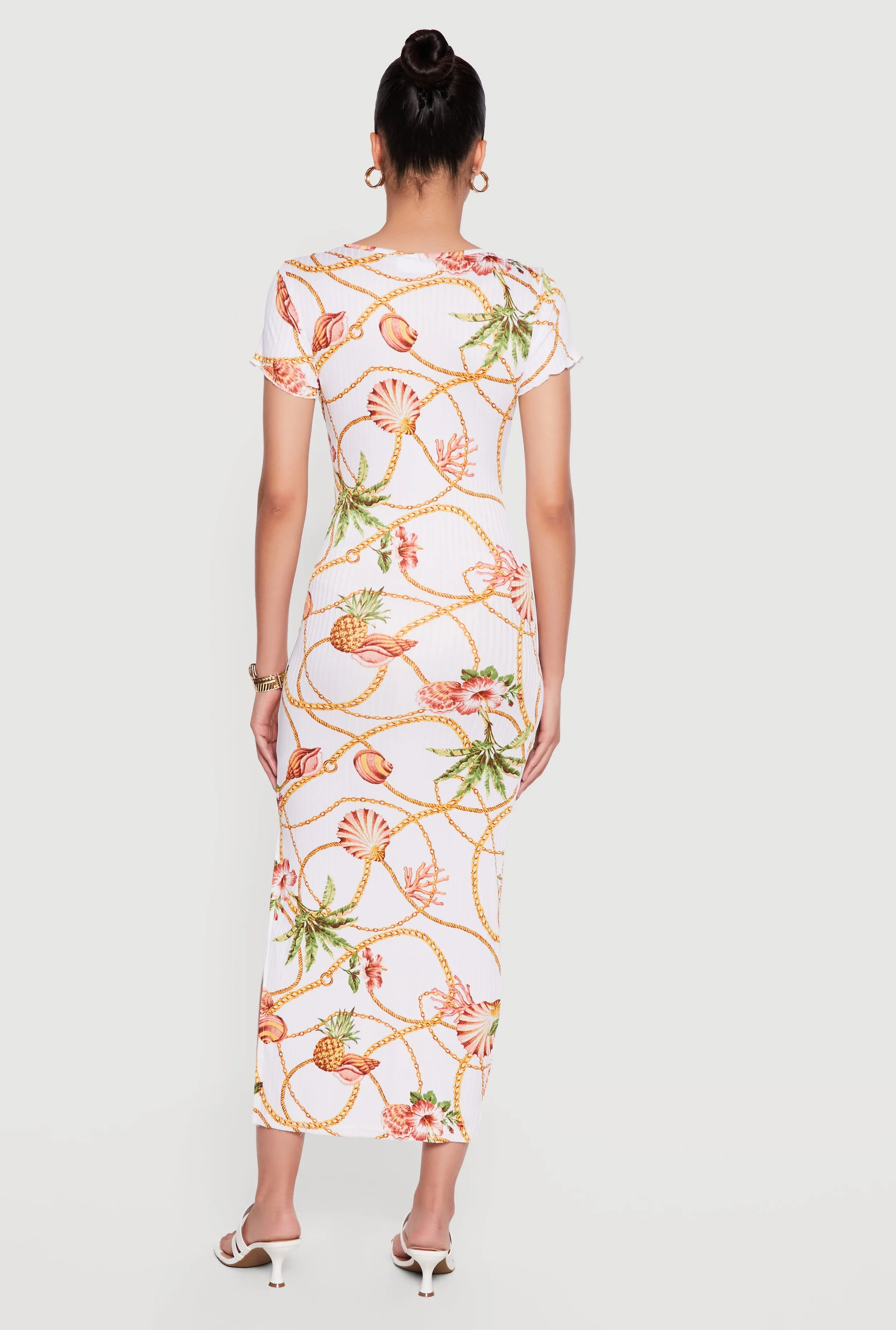 Floral Chain Print Side Slit Midi Dress sold by Rainbow product image thumbnail 3