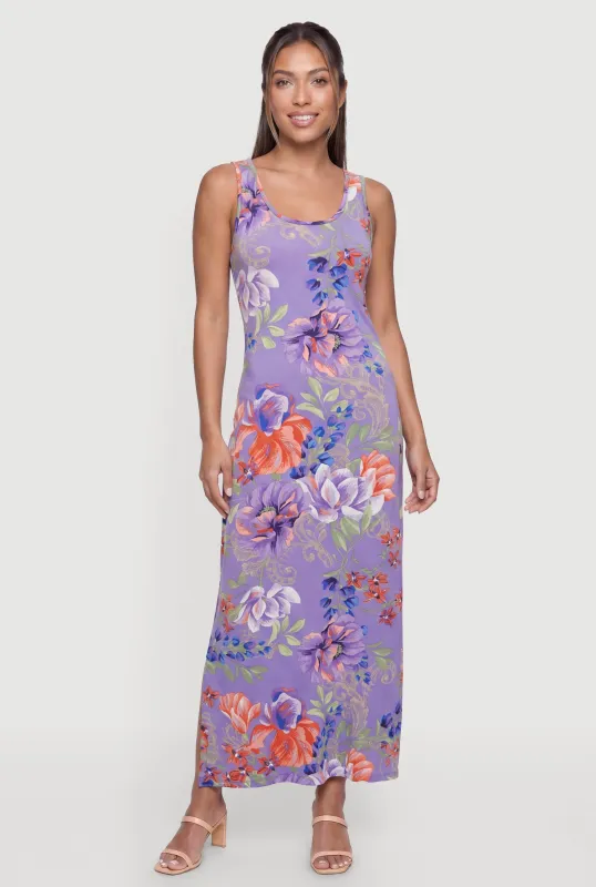 Floral Scoop Neck Sleeveless Maxi Dress made by Rainbow