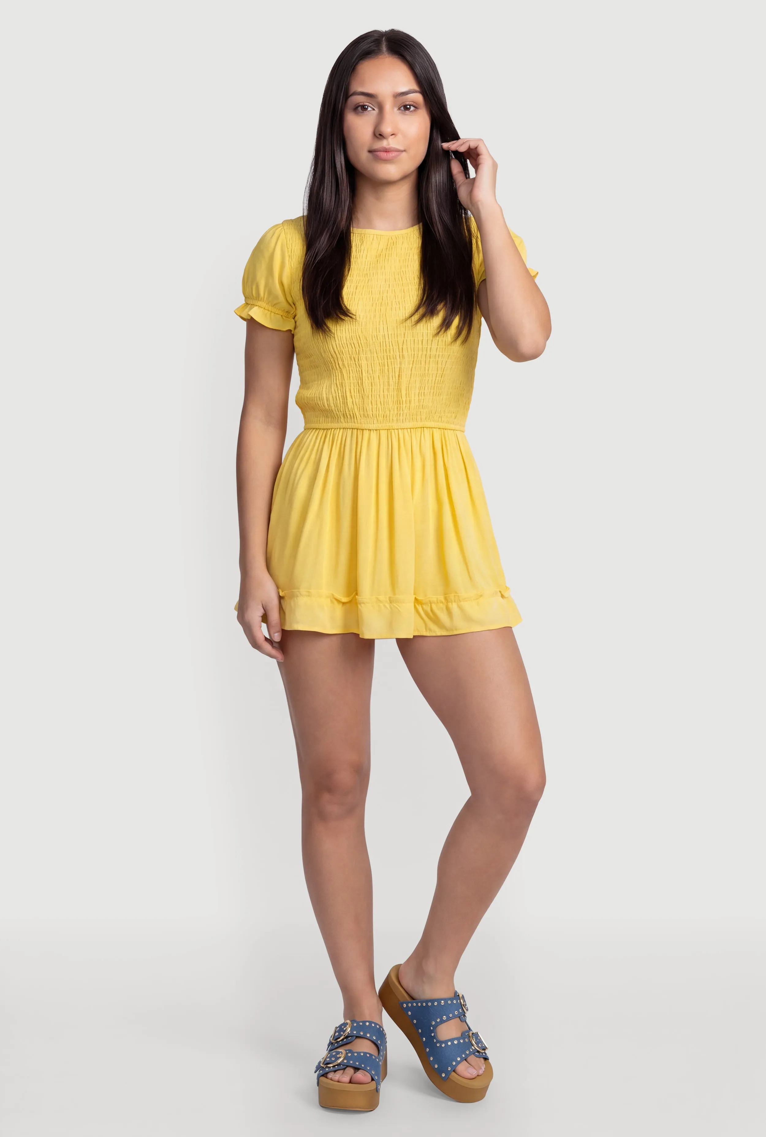 Puff Sleeve Smocked Mini Skater Dress sold by Rainbow product image thumbnail 3