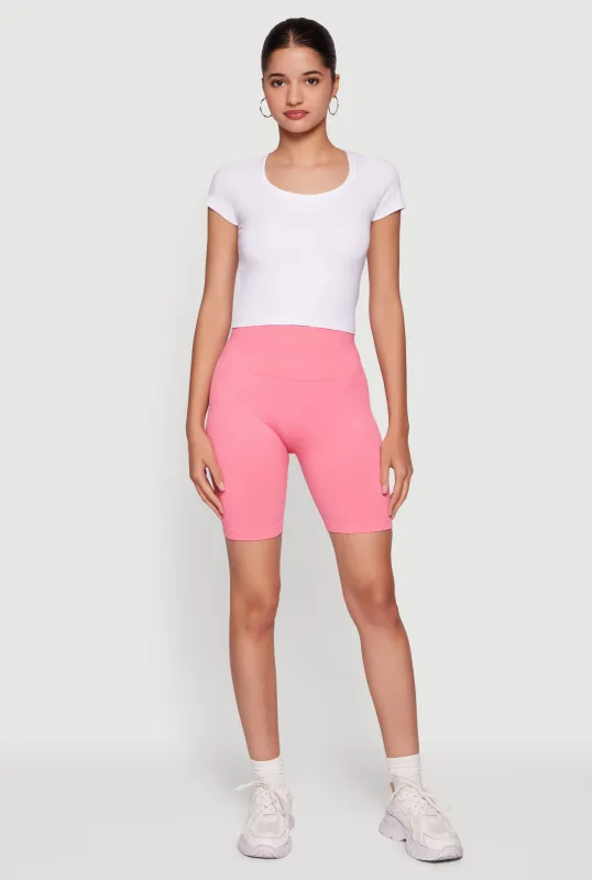 High Waisted Compression Rib Shorts with Butt Scrunch Ruching made by Rainbow