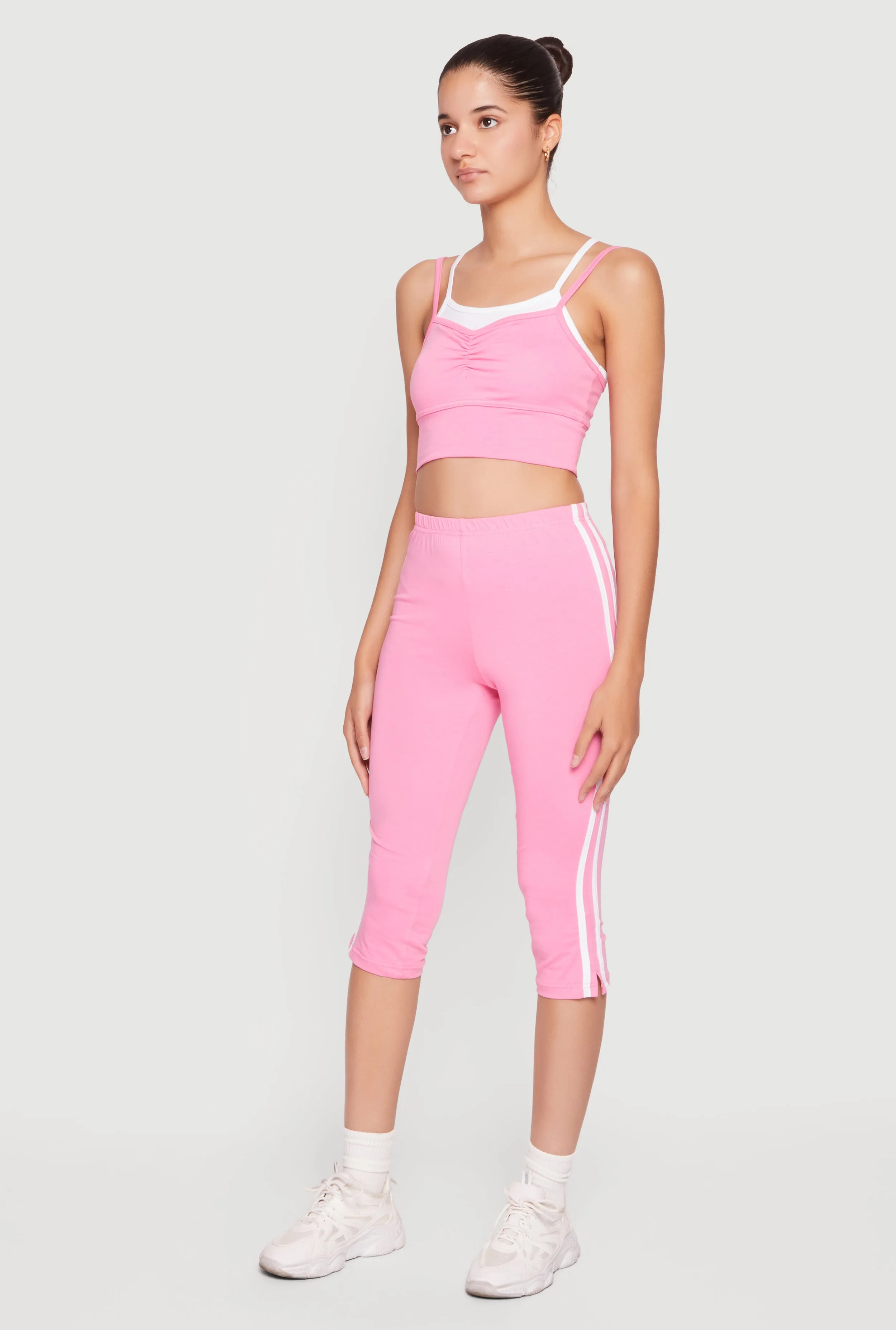 Varsity Striped High Waisted Capris Leggings with Side Slit sold by Rainbow product image thumbnail 2