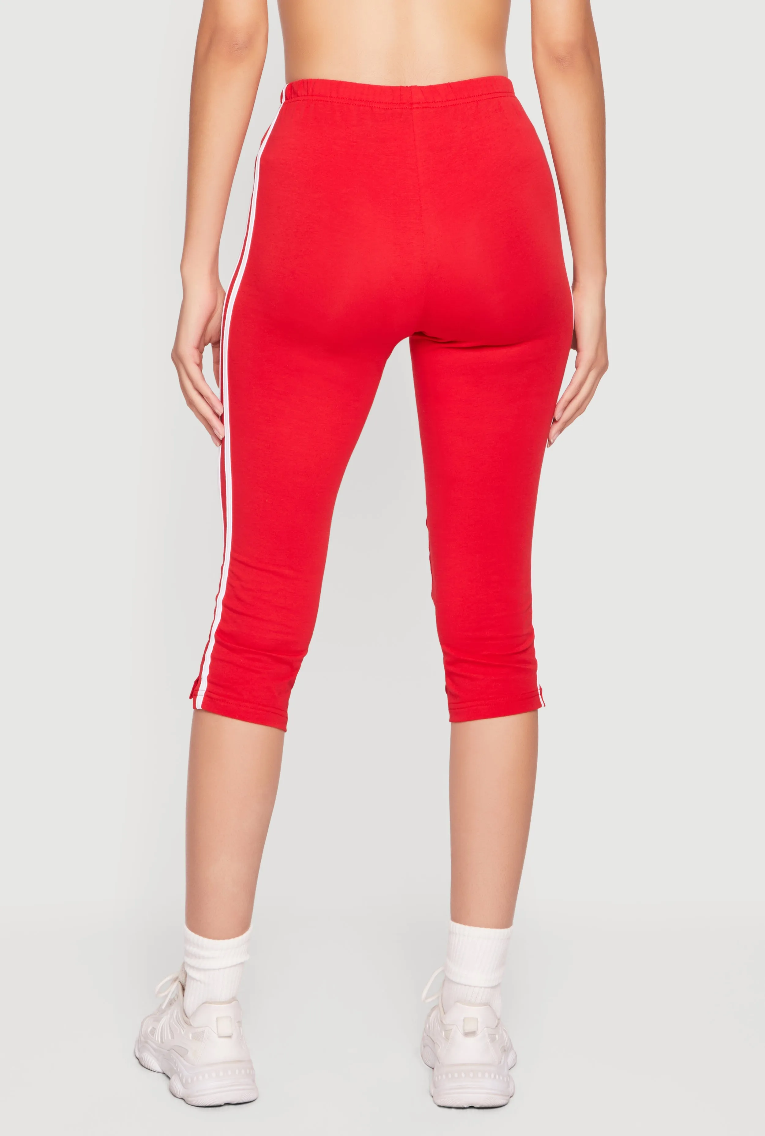 Varsity Striped High Waisted Capris Leggings with Side Slit sold by Rainbow product image thumbnail 5