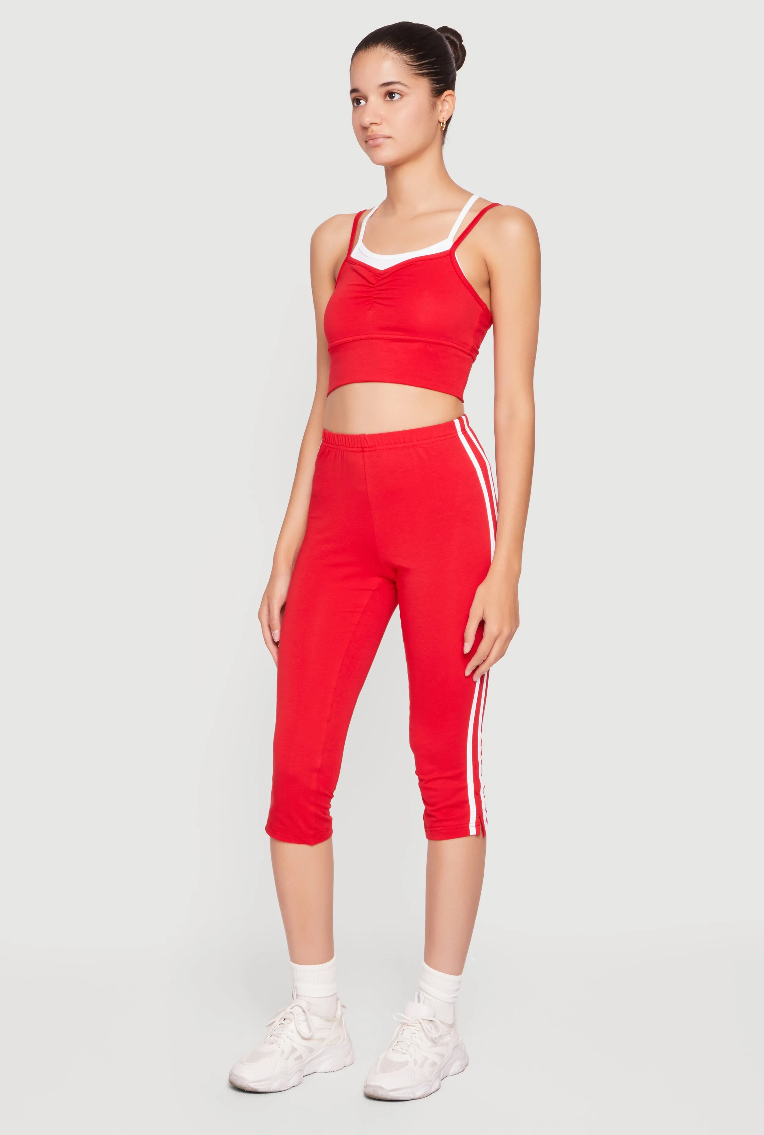 Varsity Striped High Waisted Capris Leggings with Side Slit sold by Rainbow product image thumbnail 2