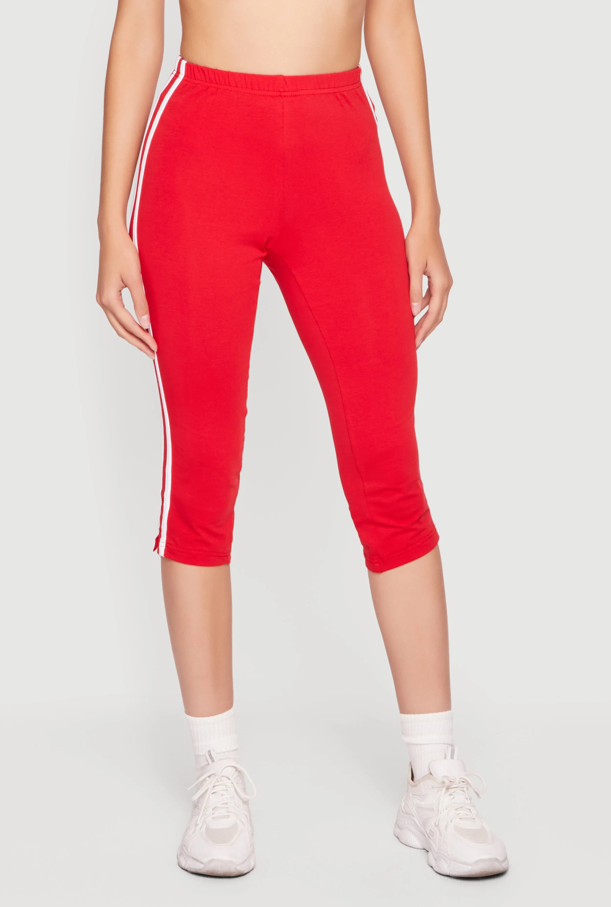 Varsity Striped High Waisted Capris Leggings with Side Slit sold by Rainbow product image thumbnail 3
