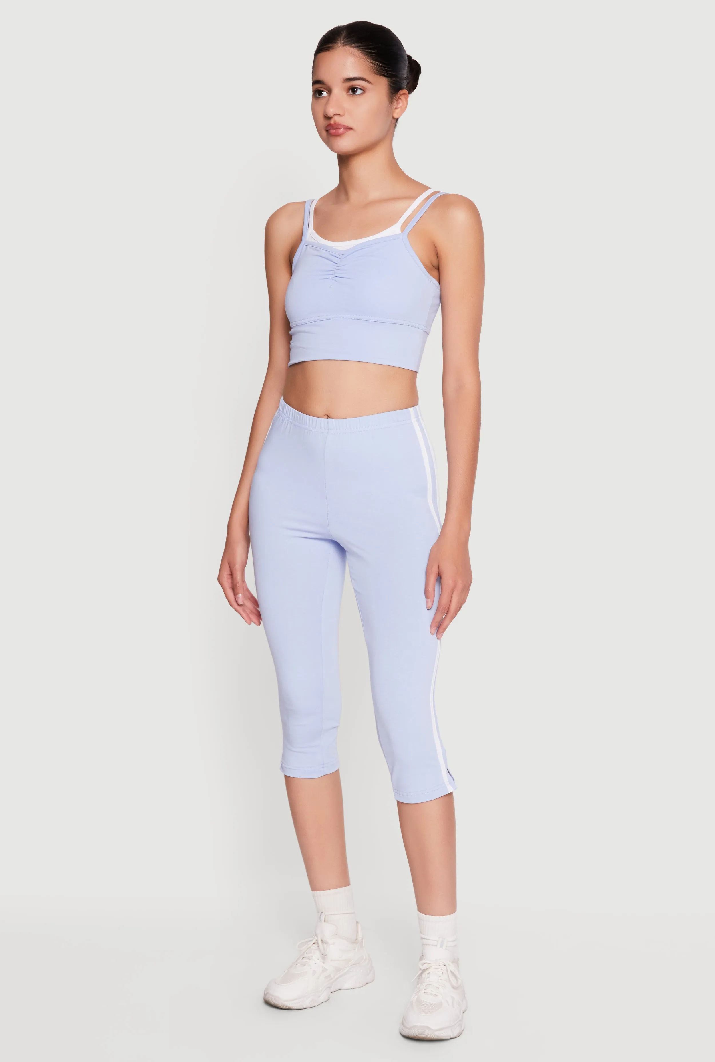 Varsity Striped High Waisted Capris Leggings with Side Slit sold by Rainbow product image thumbnail 2