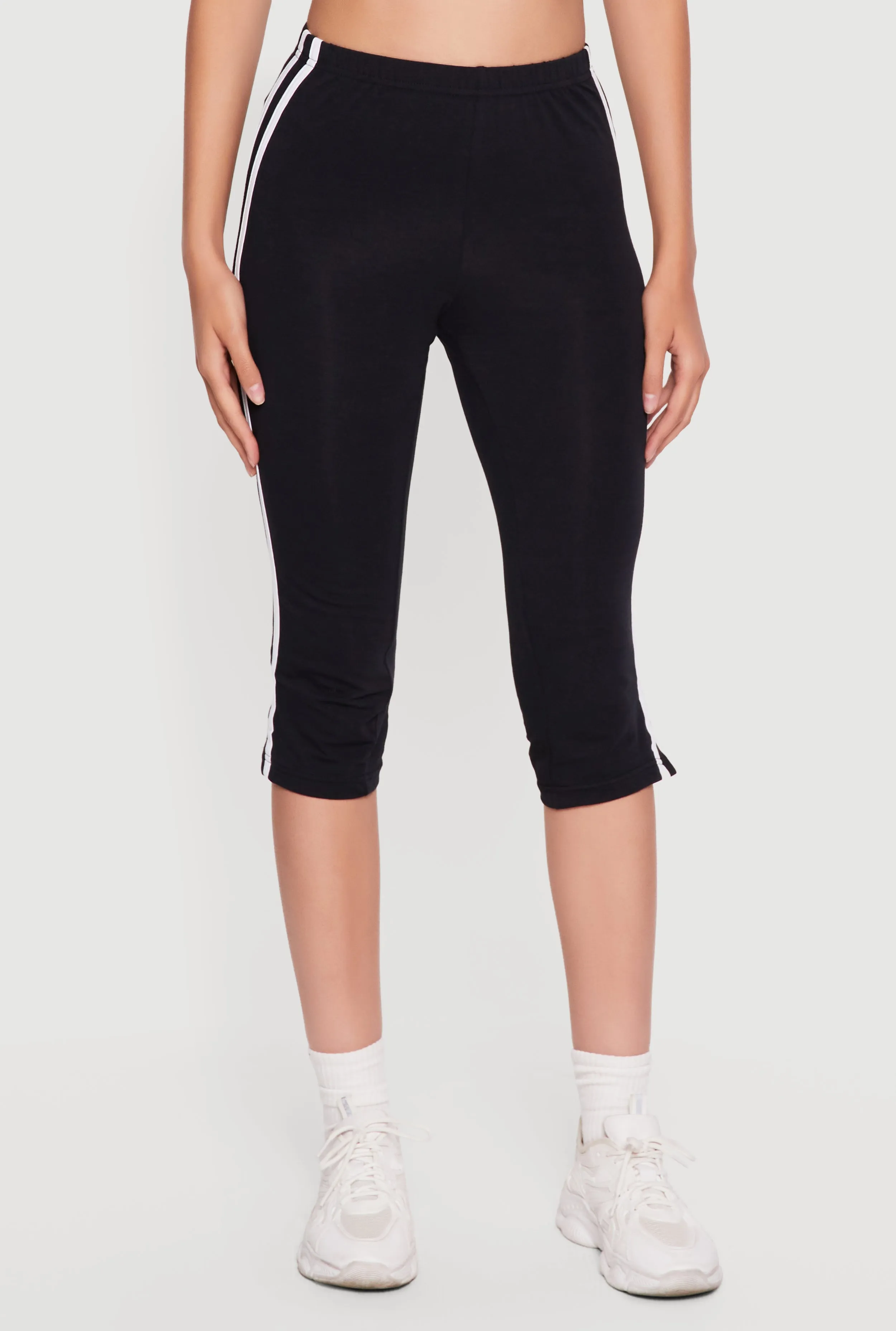 Varsity Striped High Waisted Capris Leggings with Side Slit sold by Rainbow product image thumbnail 3