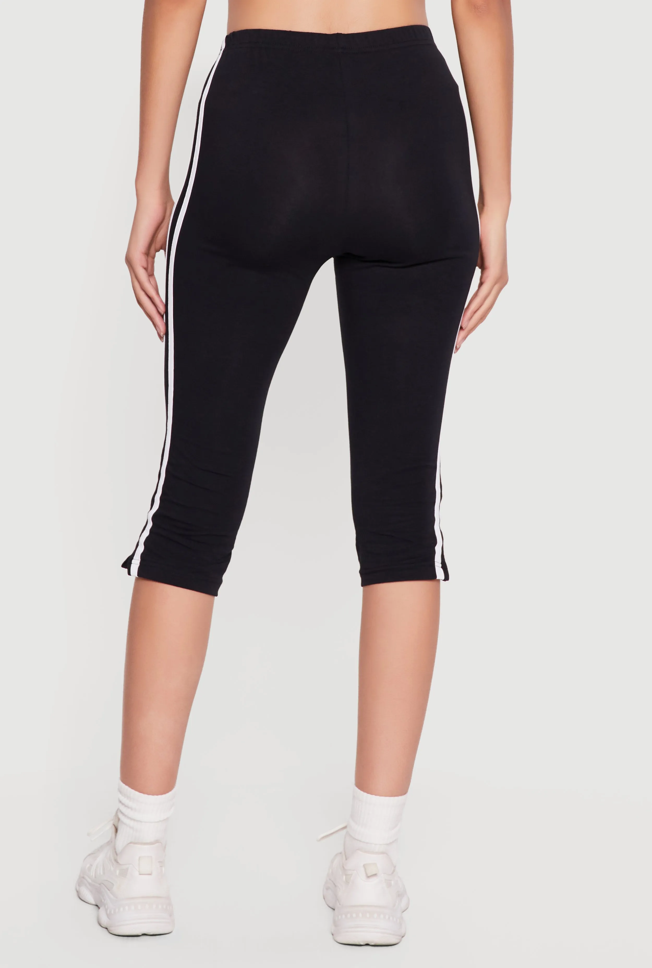 Varsity Striped High Waisted Capris Leggings with Side Slit sold by Rainbow product image thumbnail 5