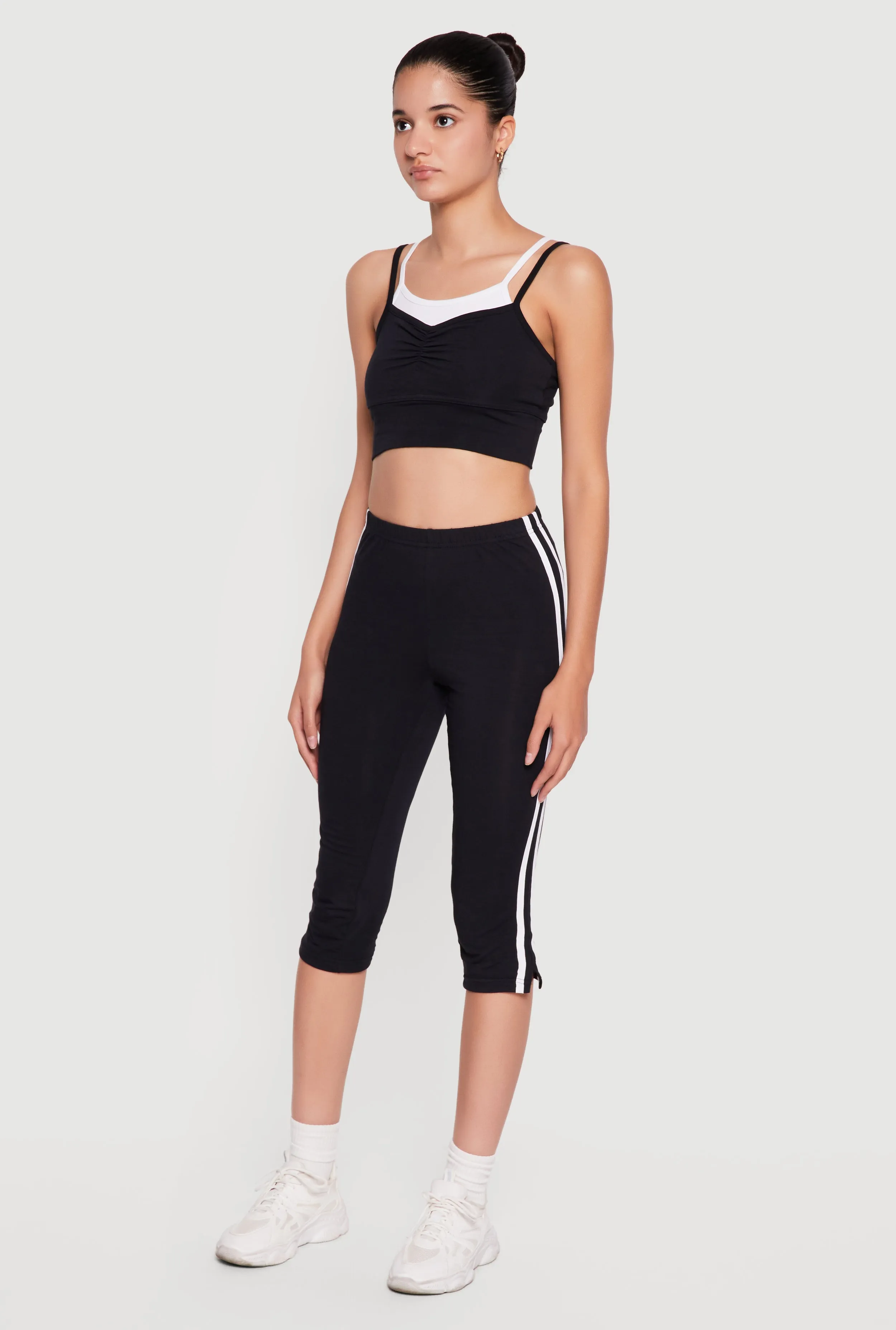 Varsity Striped High Waisted Capris Leggings with Side Slit sold by Rainbow product image thumbnail 2