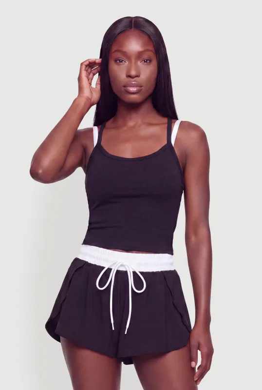 Layered Look Color Blocked Cross Back Cami made by Rainbow