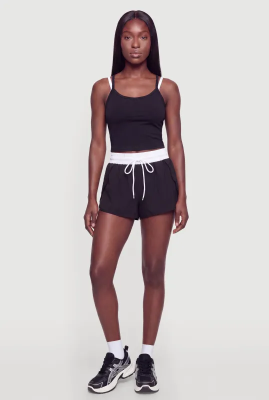 Contrast Drawstring Trim Flyaway Shorts made by Rainbow