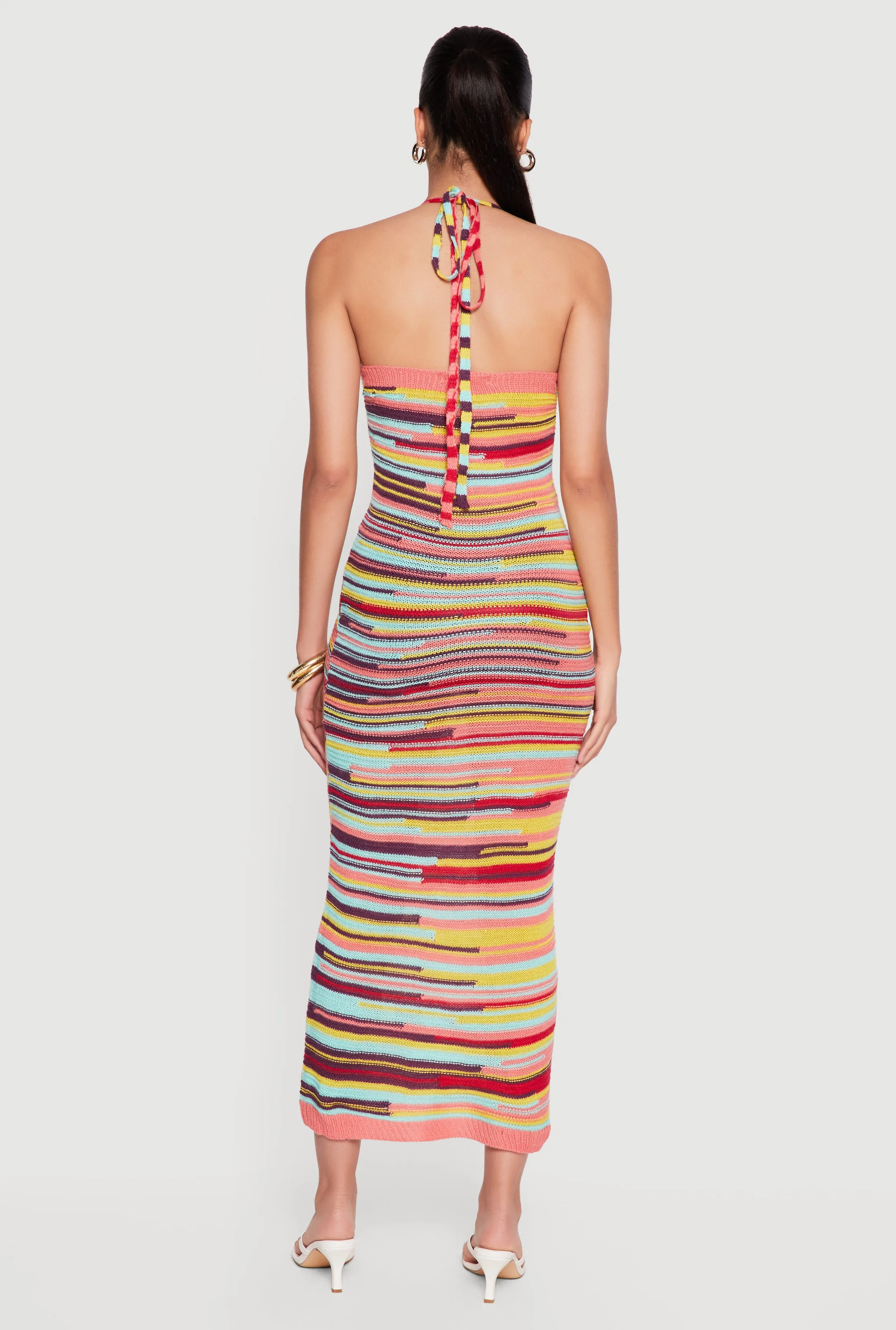 Striped Tie Back Halter Neck Midi Dress sold by Rainbow product image thumbnail 3