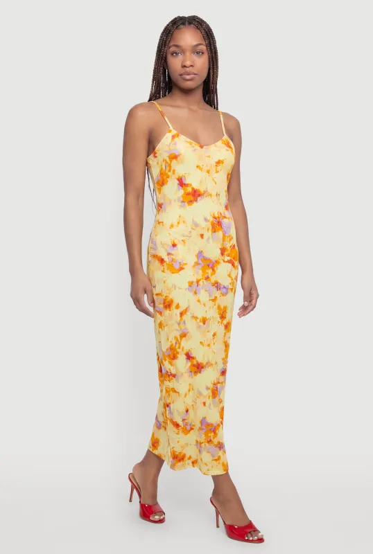 Abstract Print Side Slit Maxi Dress made by Rainbow