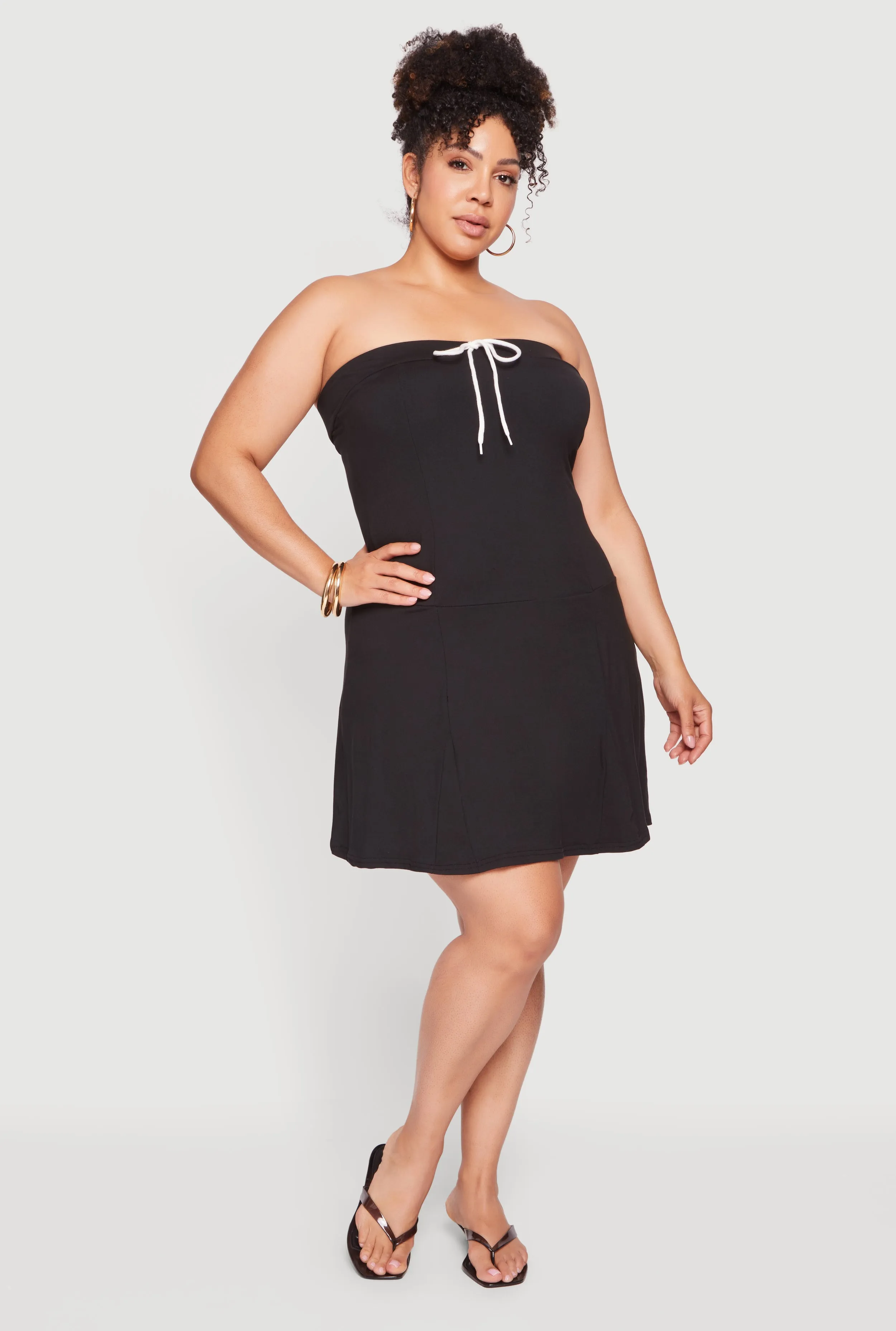 Plus Size Drawstring Detail Tube Skater Dress sold by Rainbow product image thumbnail 2