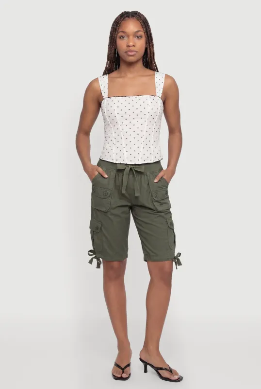 High Waisted Cargo Pocket Drawstring Shorts made by Rainbow