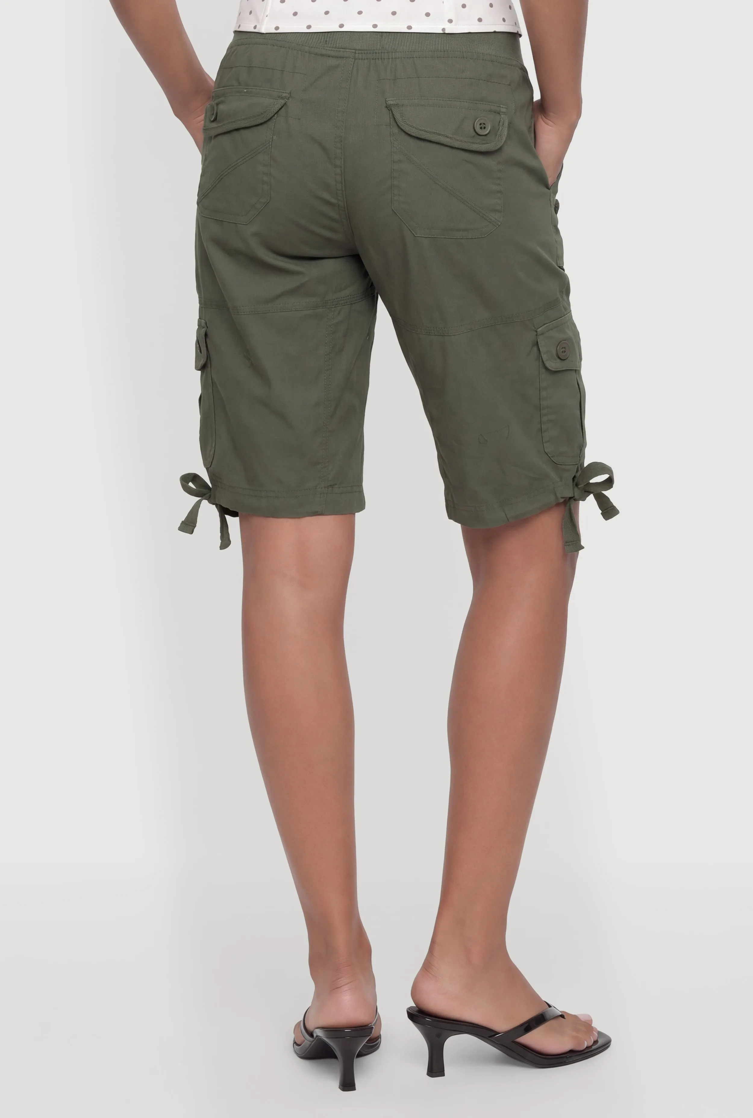 High Waisted Cargo Pocket Drawstring Shorts sold by Rainbow product image thumbnail 5