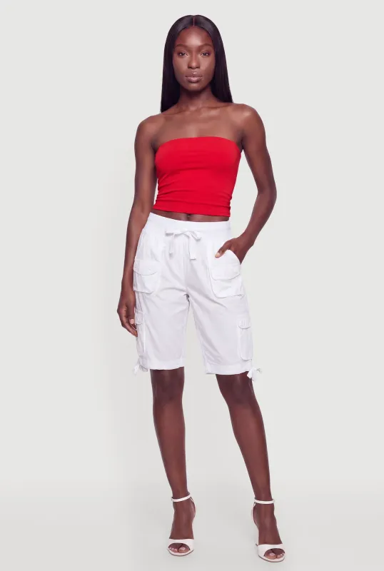 High Waisted Cargo Pocket Drawstring Shorts made by Rainbow