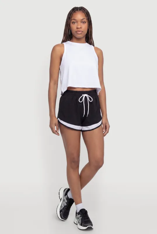 Contrast Trim Drawstring Waist Shorts made by Rainbow