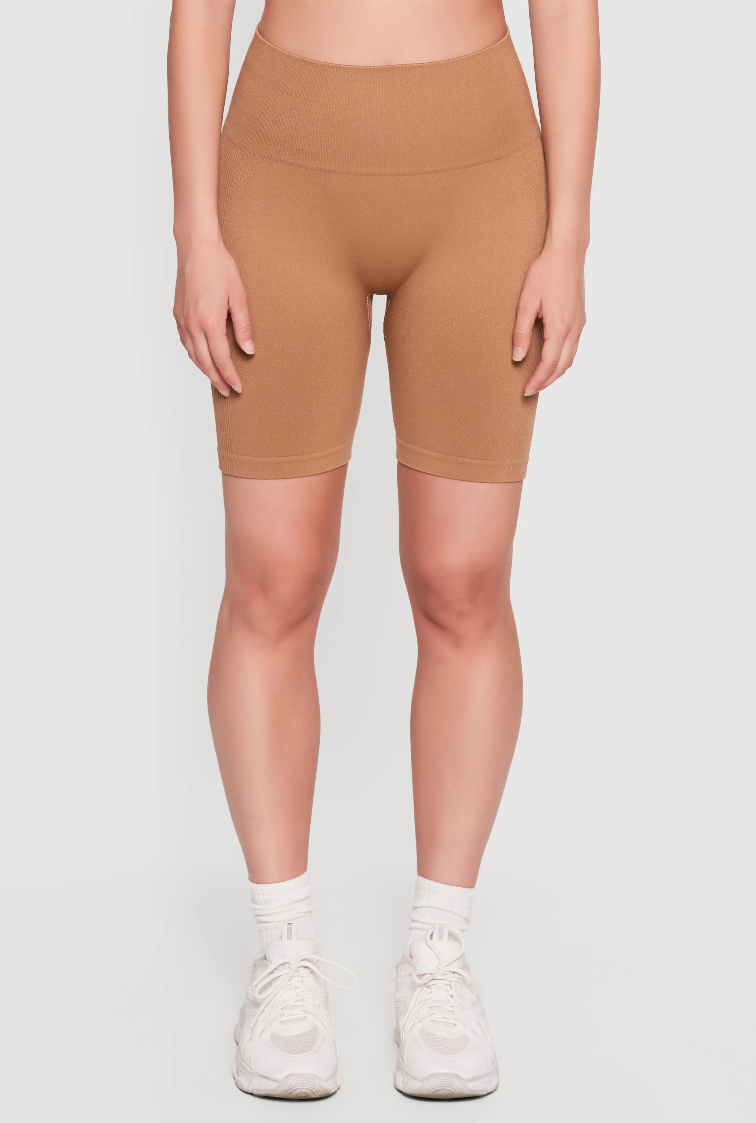 High Waisted Compression Rib Shorts with Butt Scrunch Ruching sold by Rainbow product image thumbnail 3