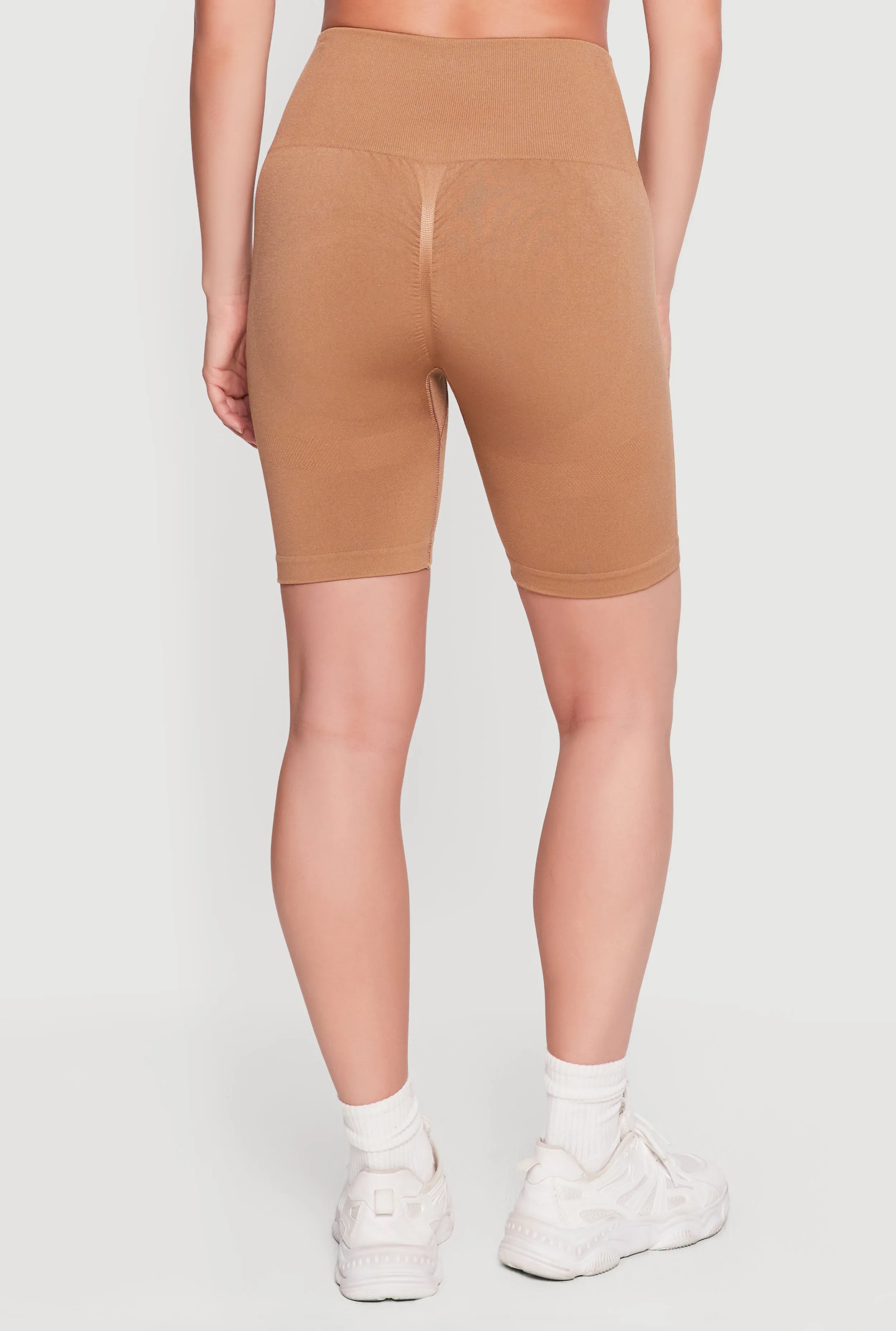 High Waisted Compression Rib Shorts with Butt Scrunch Ruching sold by Rainbow product image thumbnail 5