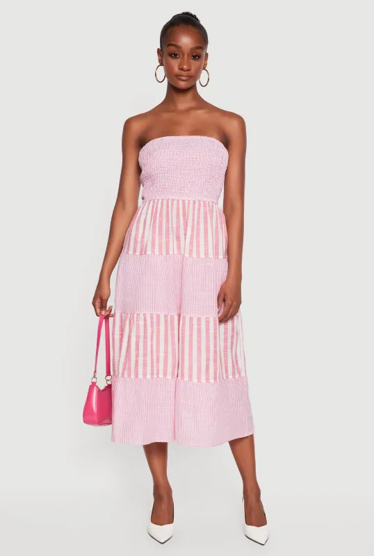 Striped Tube Midi Dress made by Rainbow