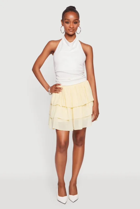 High Waisted Tiered Mini Skirt with Shorts Lining made by Rainbow