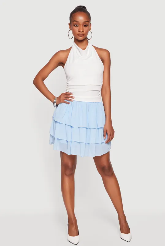 High Waisted Tiered Mini Skirt with Shorts Lining made by Rainbow