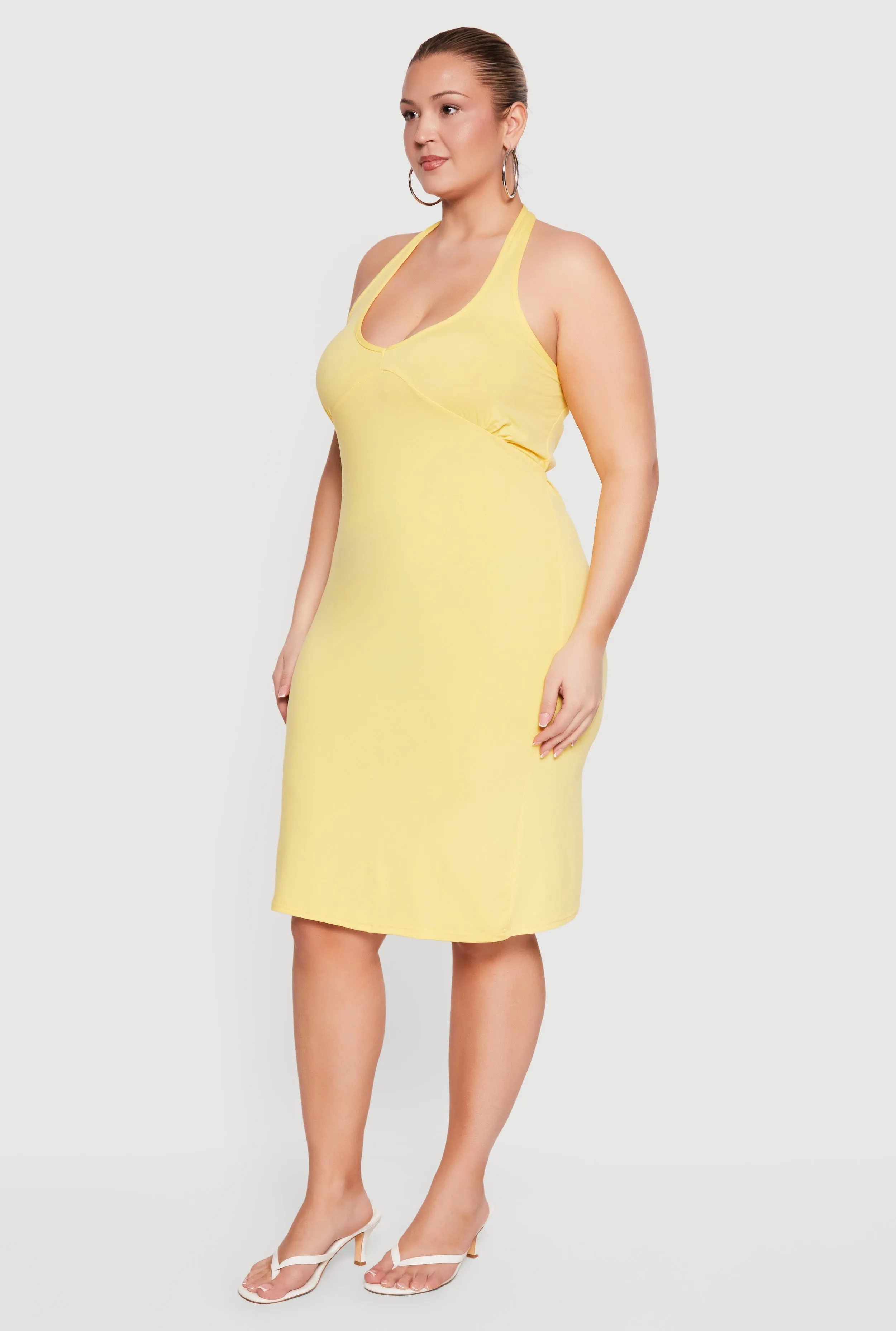 Plus Size Tie Waist Back Detail Midi Halter Dress sold by Rainbow product image thumbnail 2