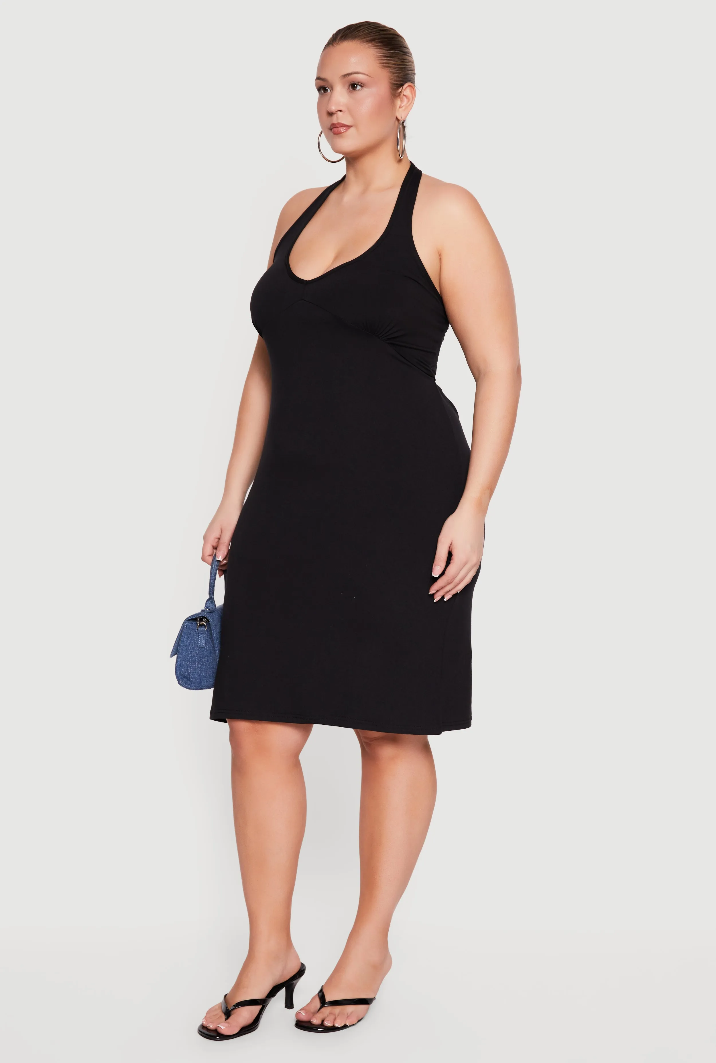 Plus Size Tie Waist Back Detail Midi Halter Dress sold by Rainbow product image thumbnail 2