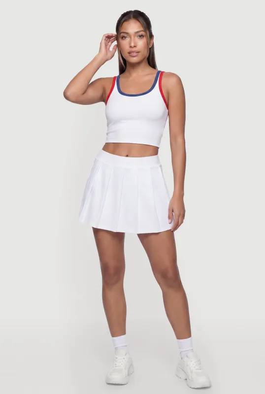 Pleated Mid Rise Mini Skirt with Shorts Lining made by Rainbow