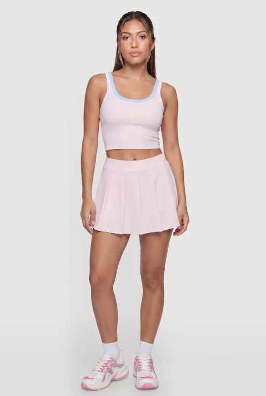 Pleated Mid Rise Mini Skirt with Shorts Lining made by Rainbow