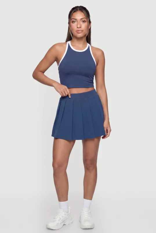 Pleated Mid Rise Mini Skirt with Shorts Lining made by Rainbow