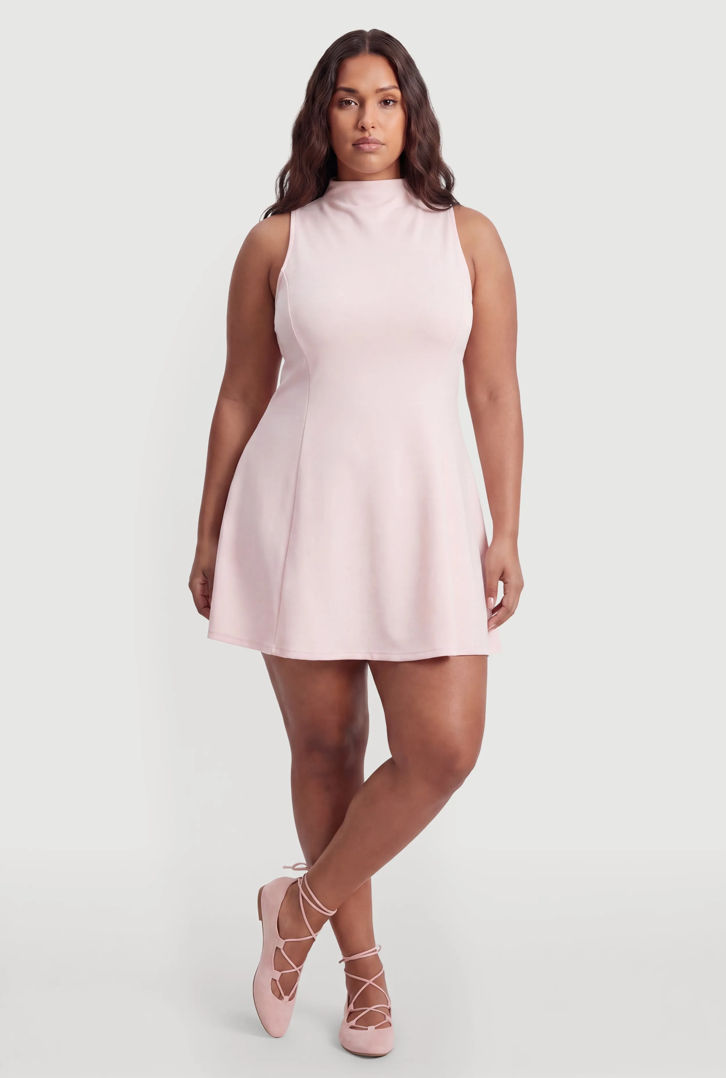 Plus Size Sleeveless Mock Neck Skater Dress sold by Rainbow product image thumbnail 3