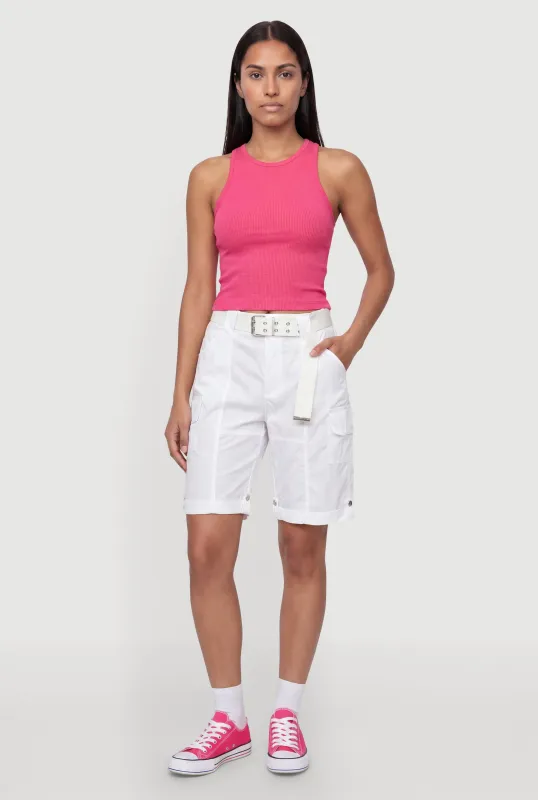 Mid Rise Cargo Shorts with Belt made by Rainbow