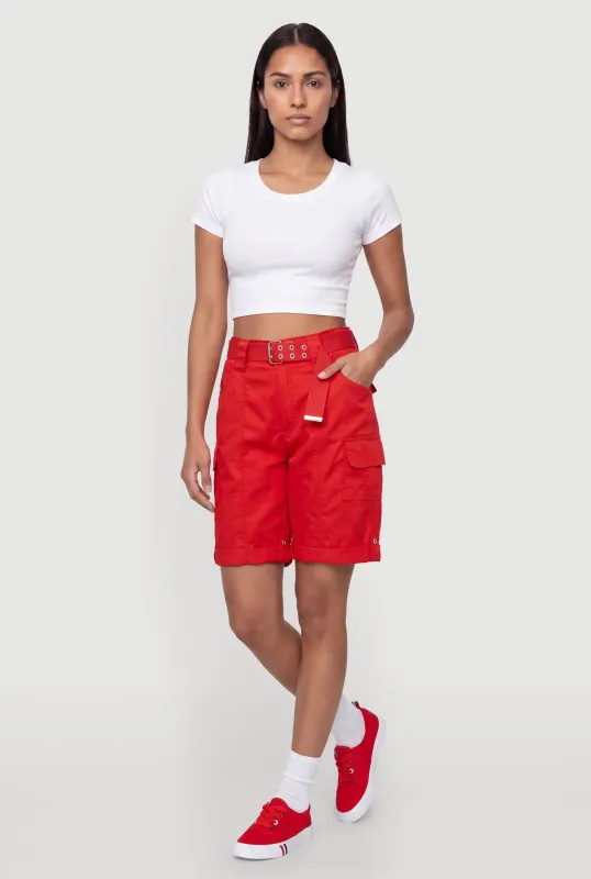 Mid Rise Cargo Shorts with Belt made by Rainbow